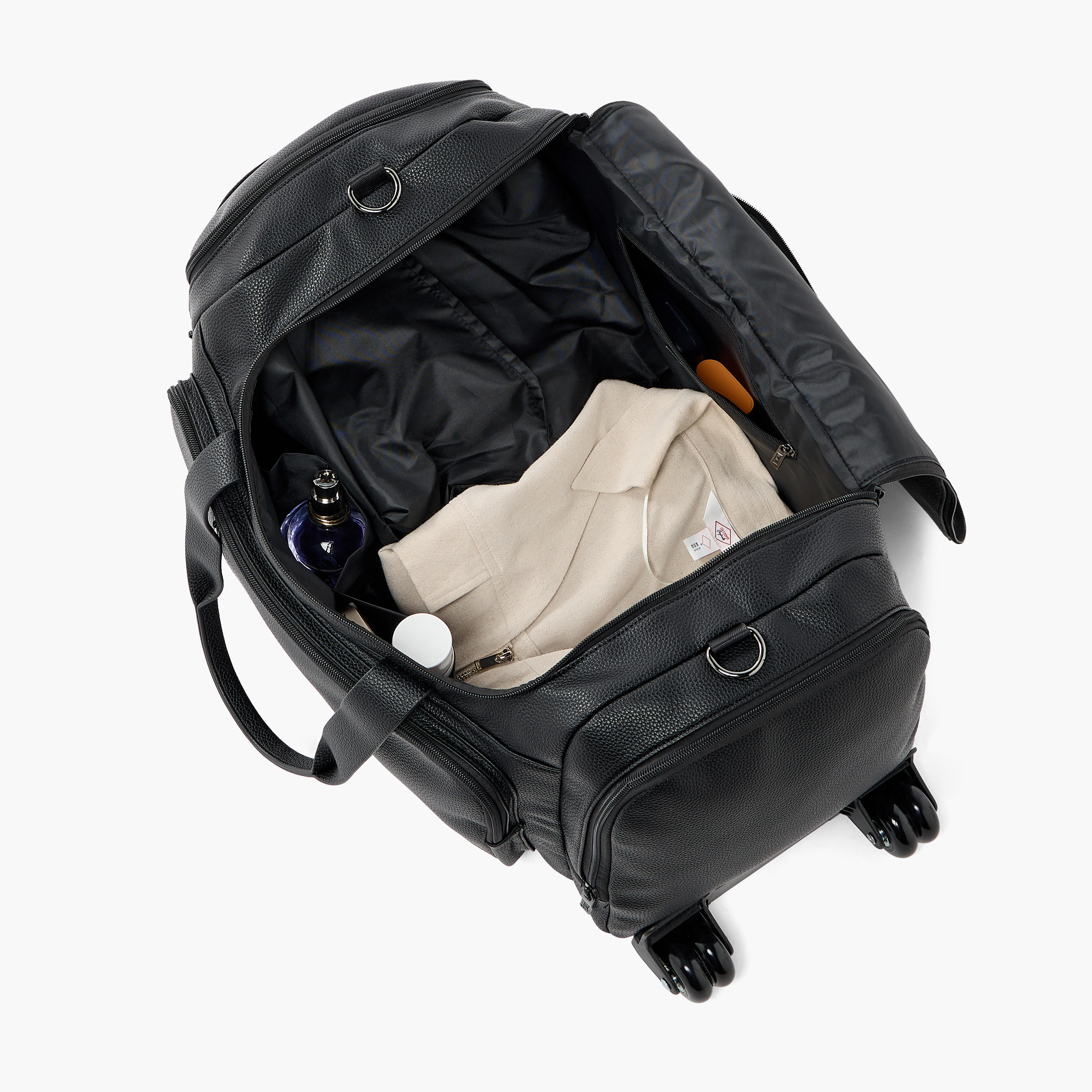 Celeste Textured Duffle Bag with Wheels-travel-luggagesandbags-dufflebags-image-10