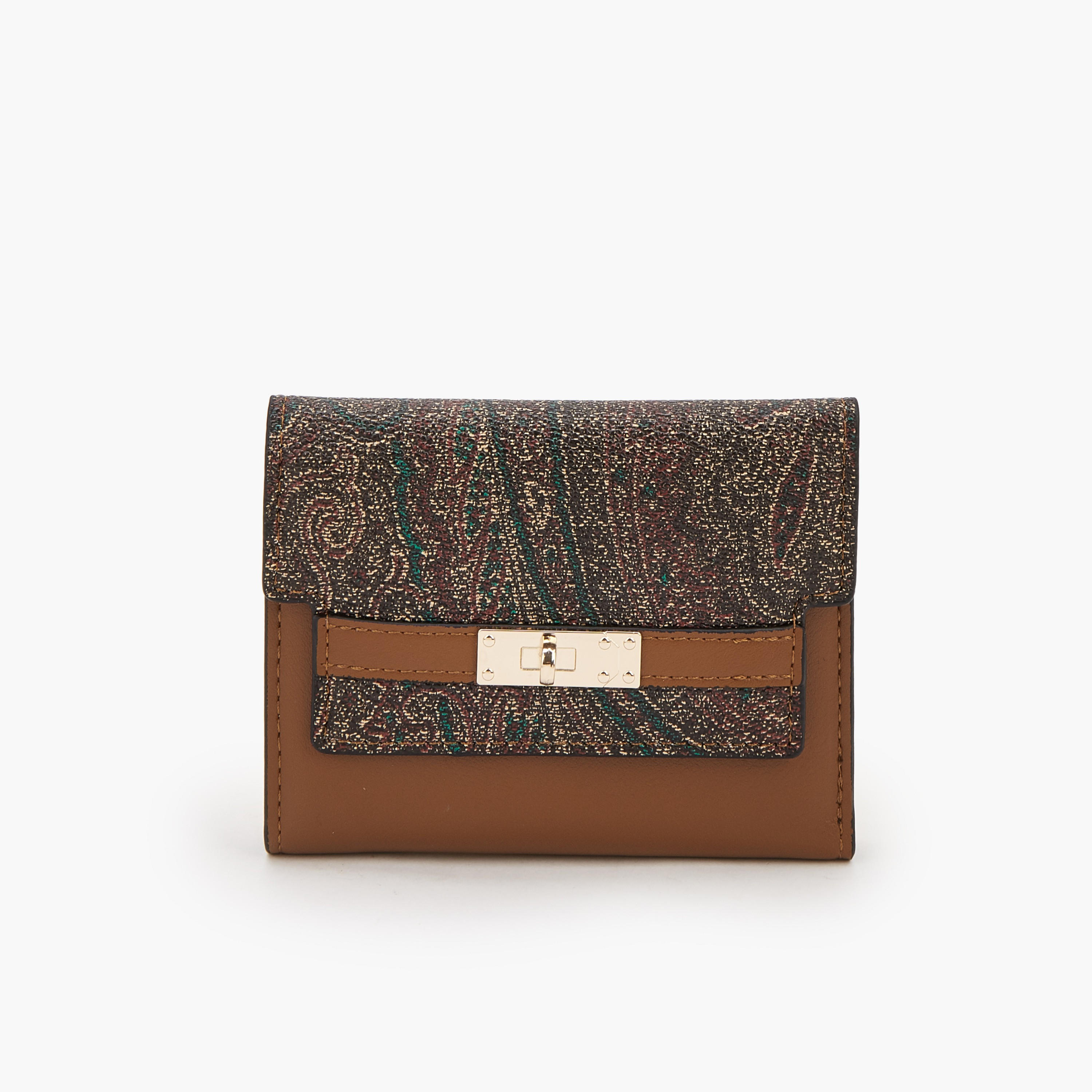 Celeste Paisley Print Tri-Fold Wallet with Twist Lock Accent-women-bagsandwallets-wallets-image-1