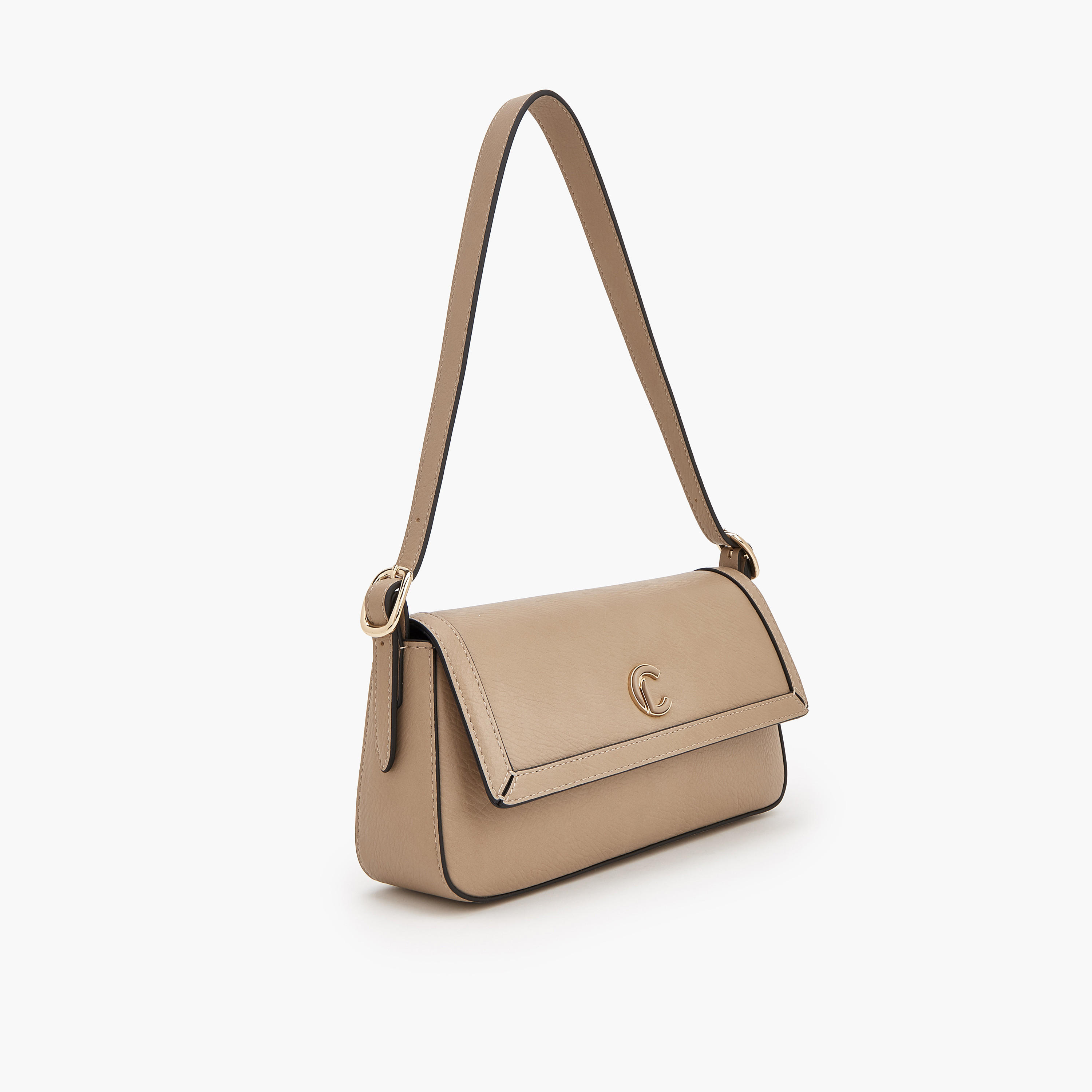 حقيبة كتف سادة بتفاصيل شعار من لو كونفورت-women-bagsandwallets-handbags-image-2