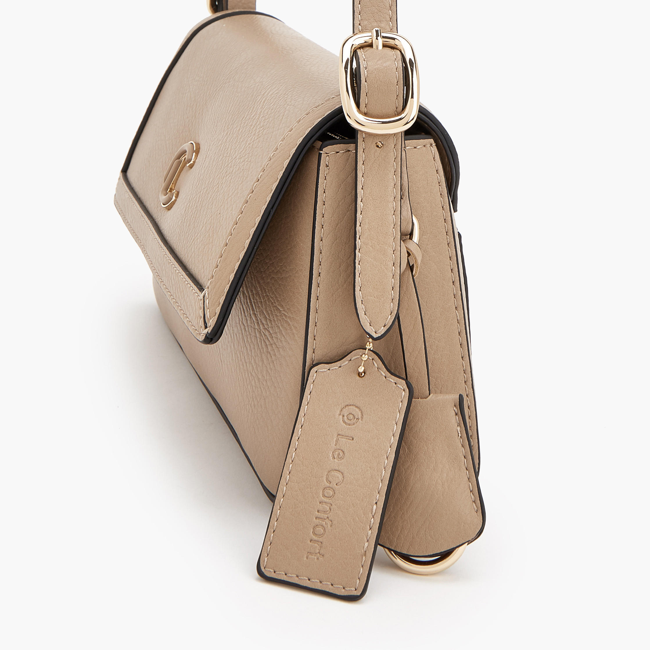 حقيبة كتف سادة بتفاصيل شعار من لو كونفورت-women-bagsandwallets-handbags-image-4
