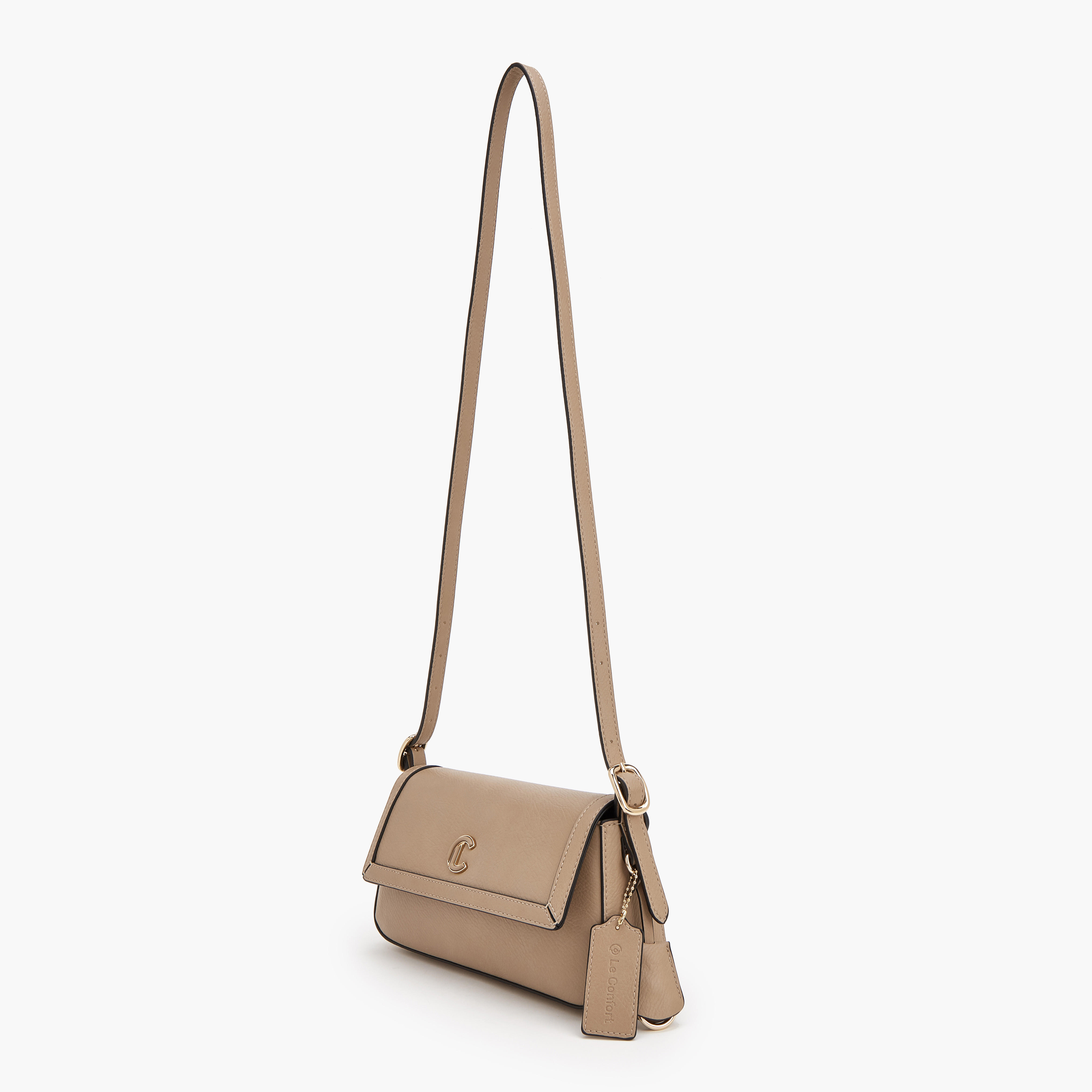 حقيبة كتف سادة بتفاصيل شعار من لو كونفورت-women-bagsandwallets-handbags-image-6