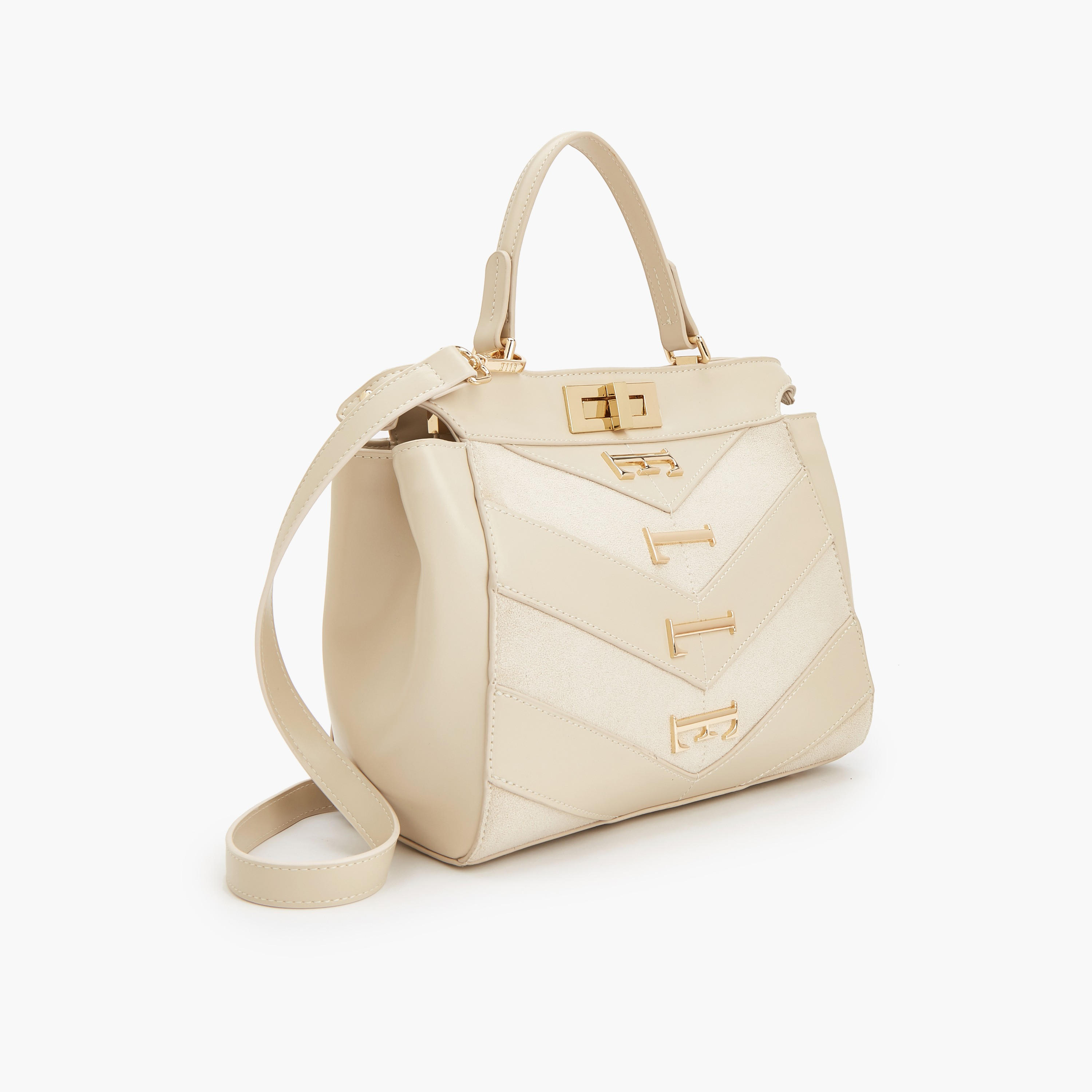 Elle Women Chevron Suede Tote Bag with Detachable Strap-women-bagsandwallets-handbags-image-3