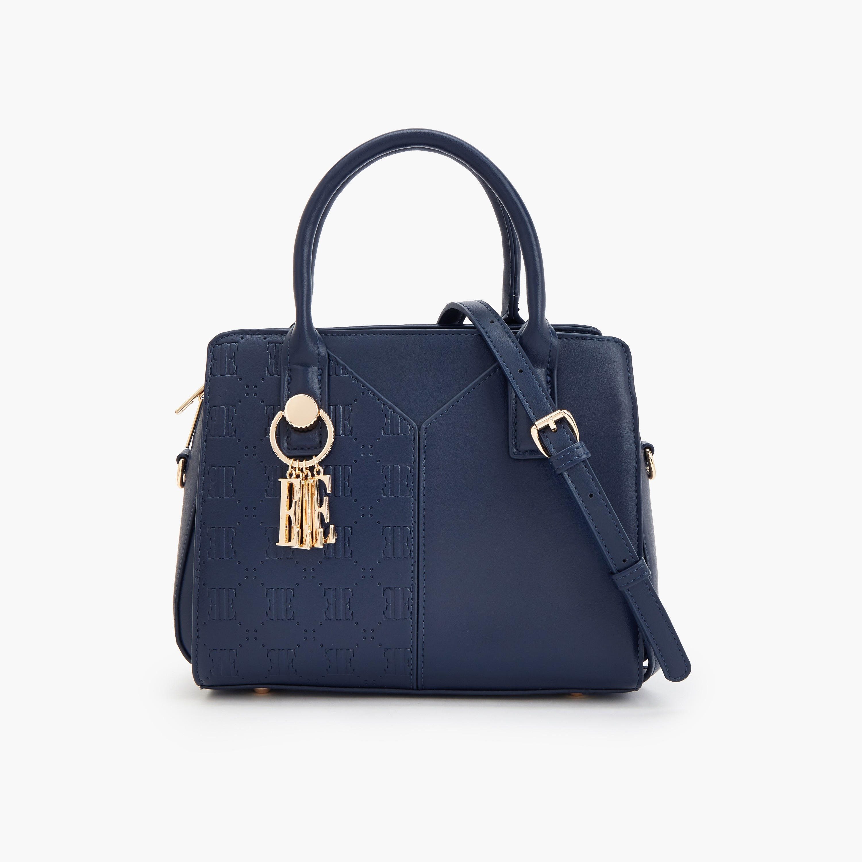 Elle Textured Tote Bag with Zip Closure-women-bagsandwallets-handbags-image-1