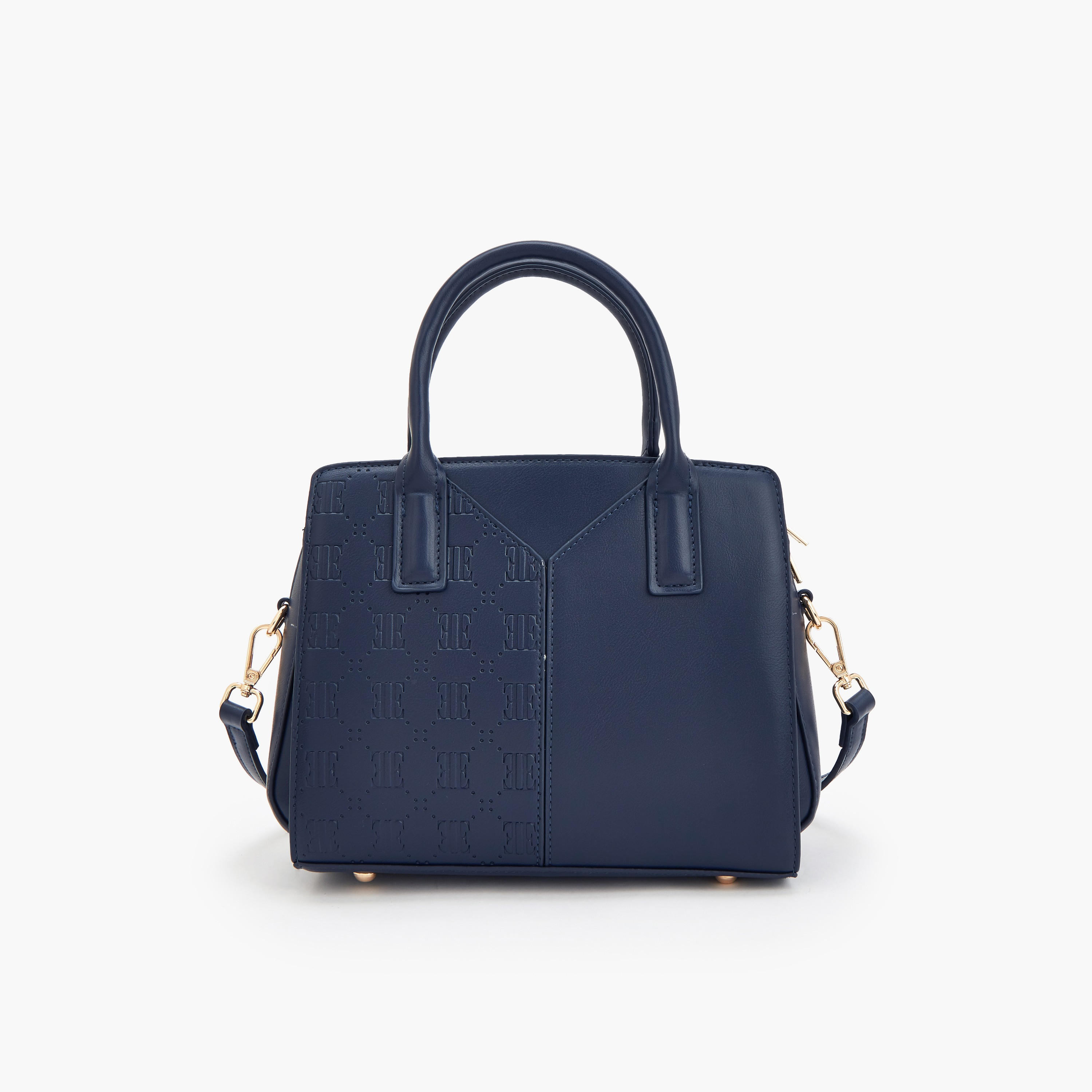 Elle Textured Tote Bag with Zip Closure-women-bagsandwallets-handbags-image-5
