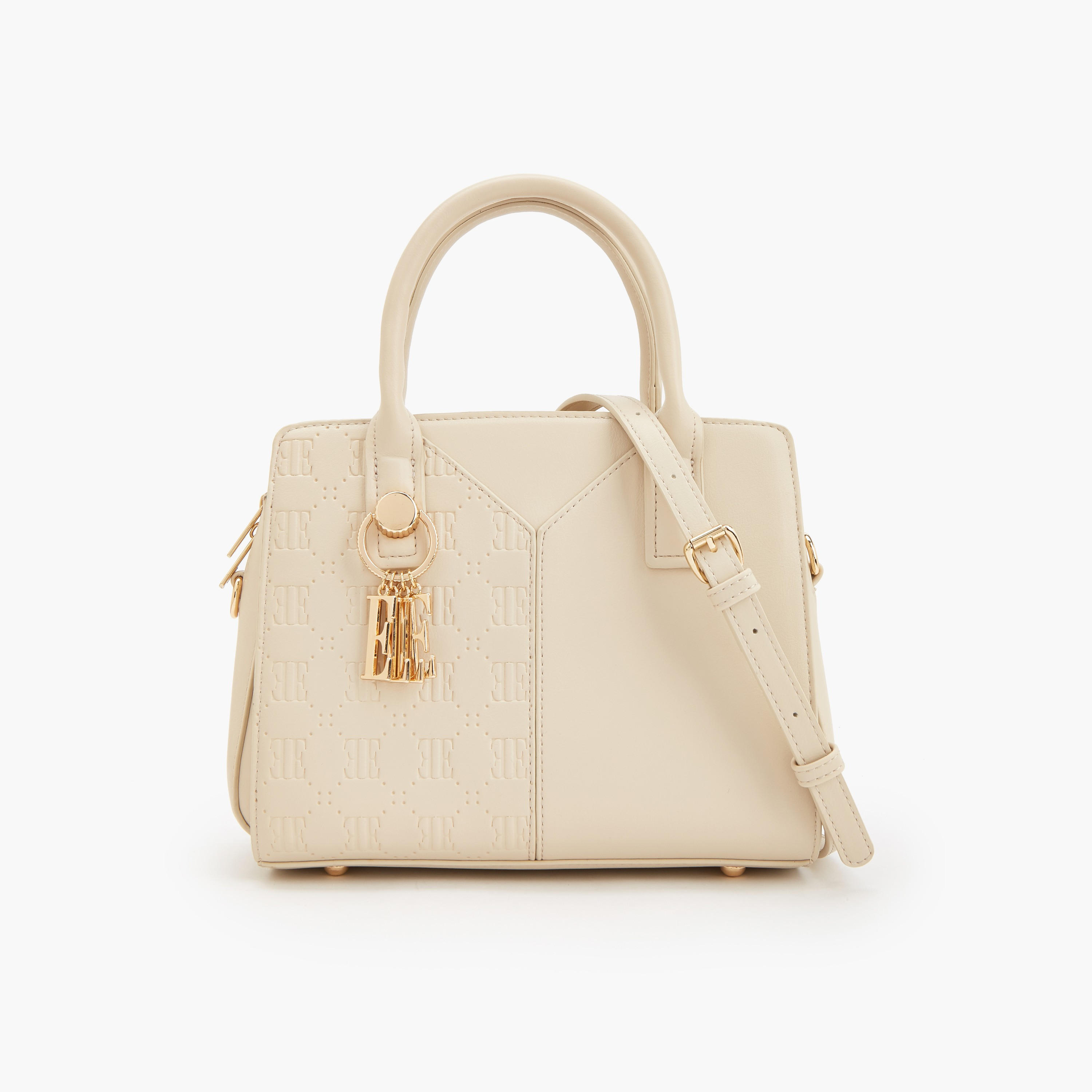 Elle Textured Tote Bag with Zip Closure-women-bagsandwallets-handbags-image-1