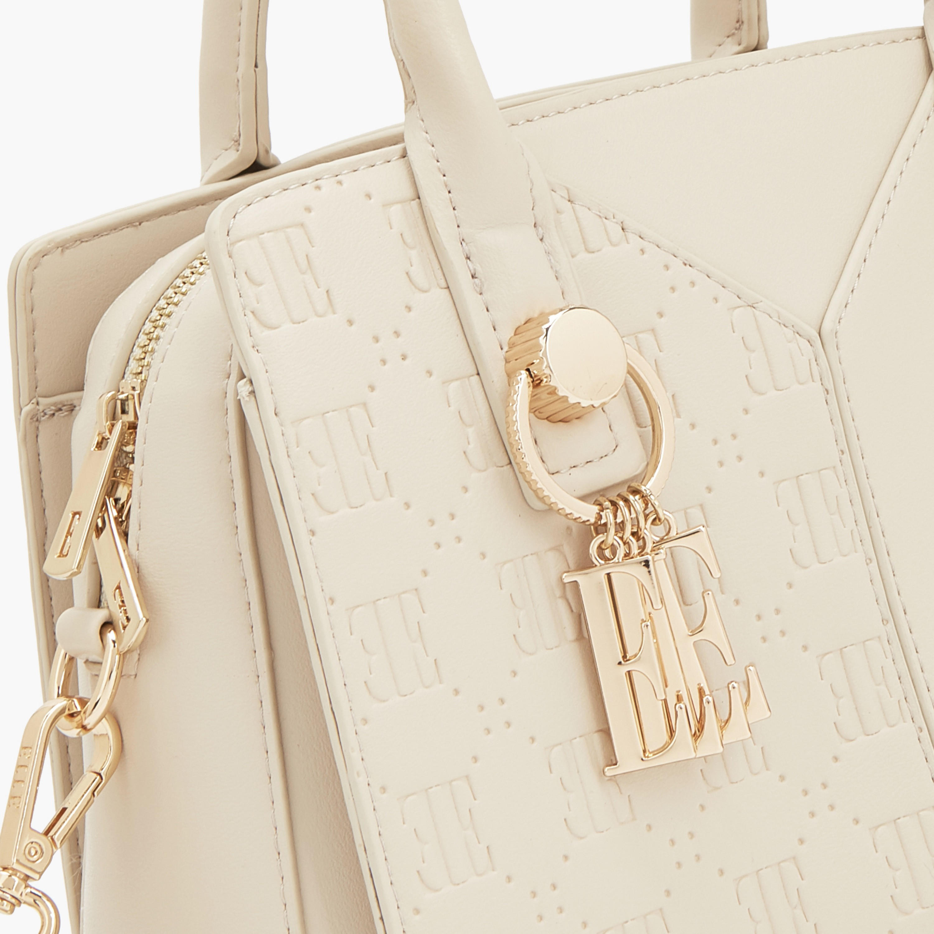 Elle Textured Tote Bag with Zip Closure-women-bagsandwallets-handbags-image-4