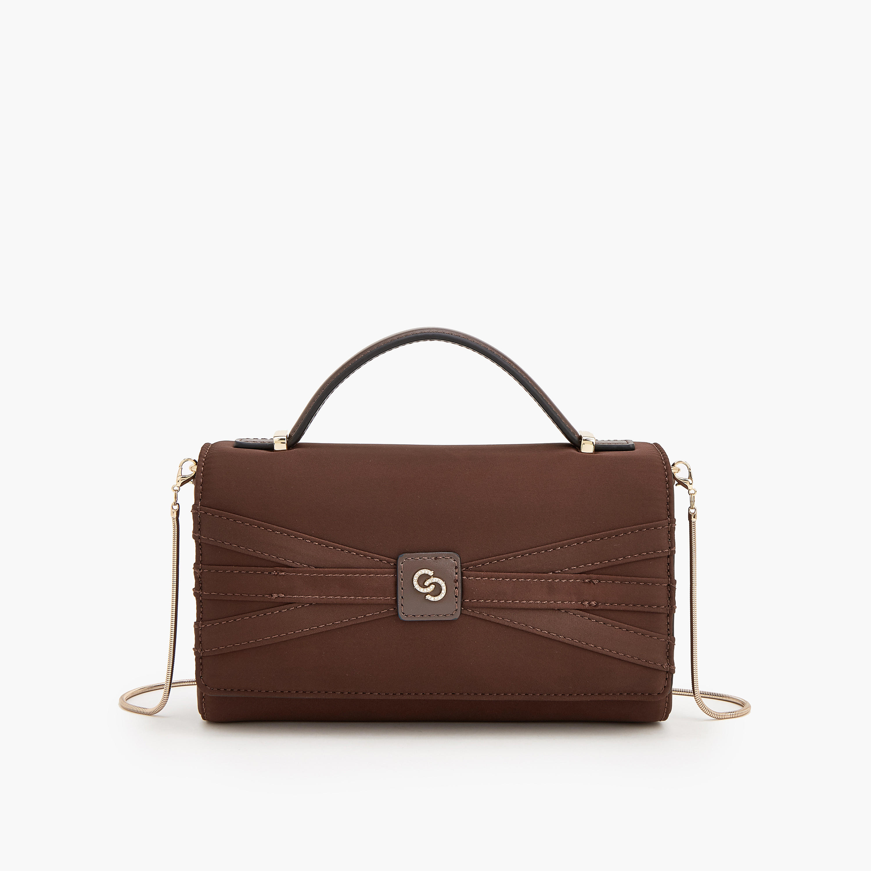 Celeste Pleated Satin Satchel Bag with Chain Strap-women-bagsandwallets-handbags-image-1