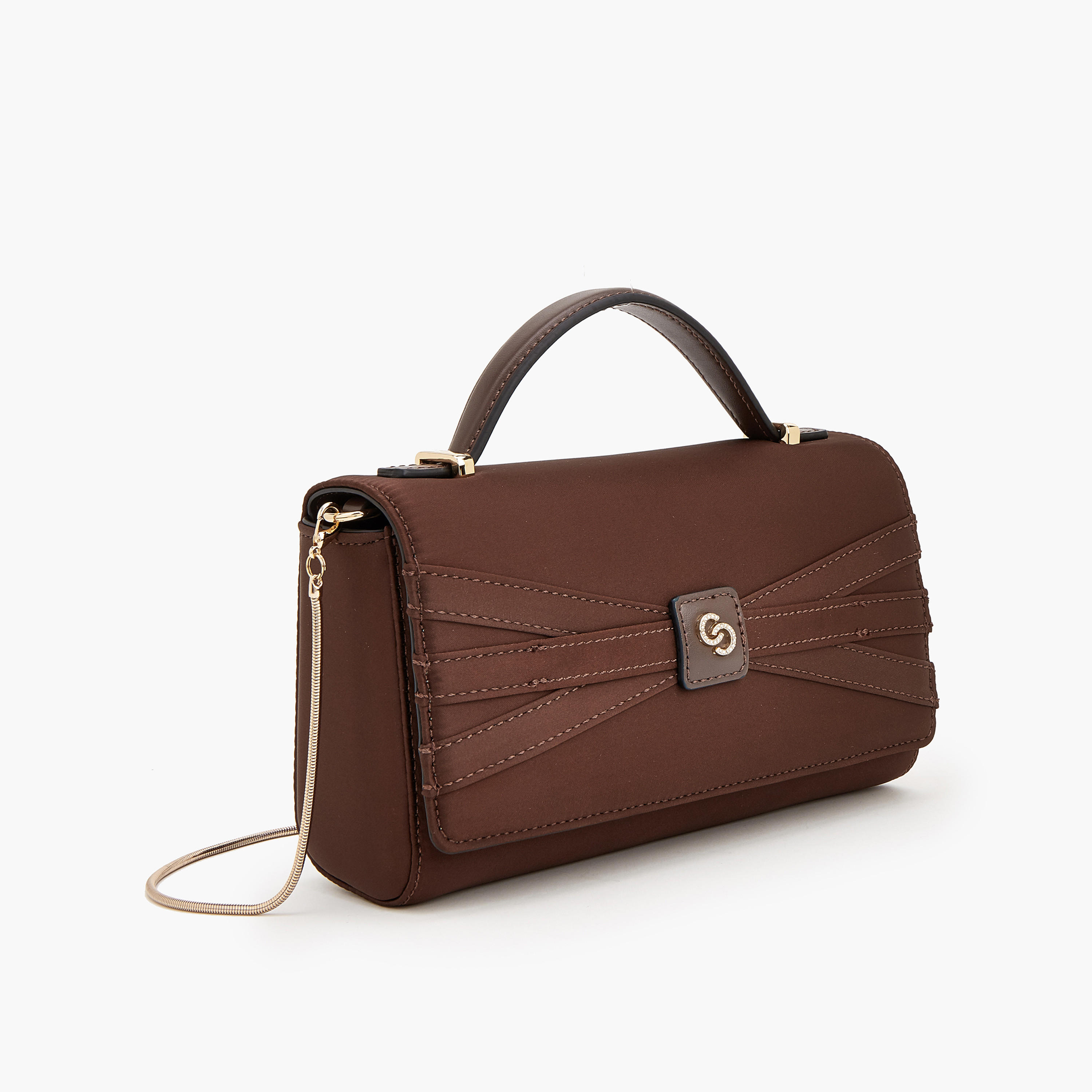Celeste Pleated Satin Satchel Bag with Chain Strap-women-bagsandwallets-handbags-image-2