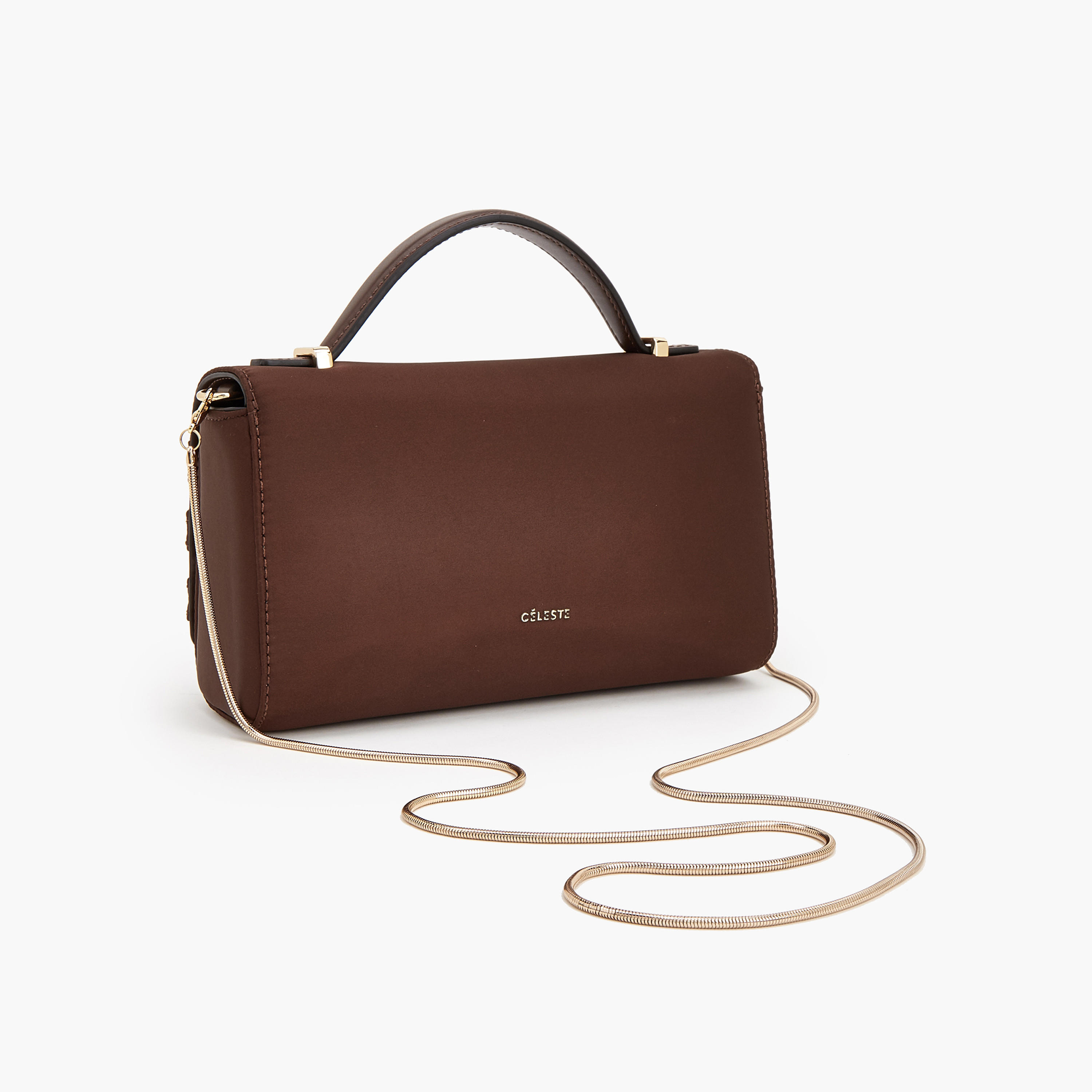 Celeste Pleated Satin Satchel Bag with Chain Strap-women-bagsandwallets-handbags-image-4