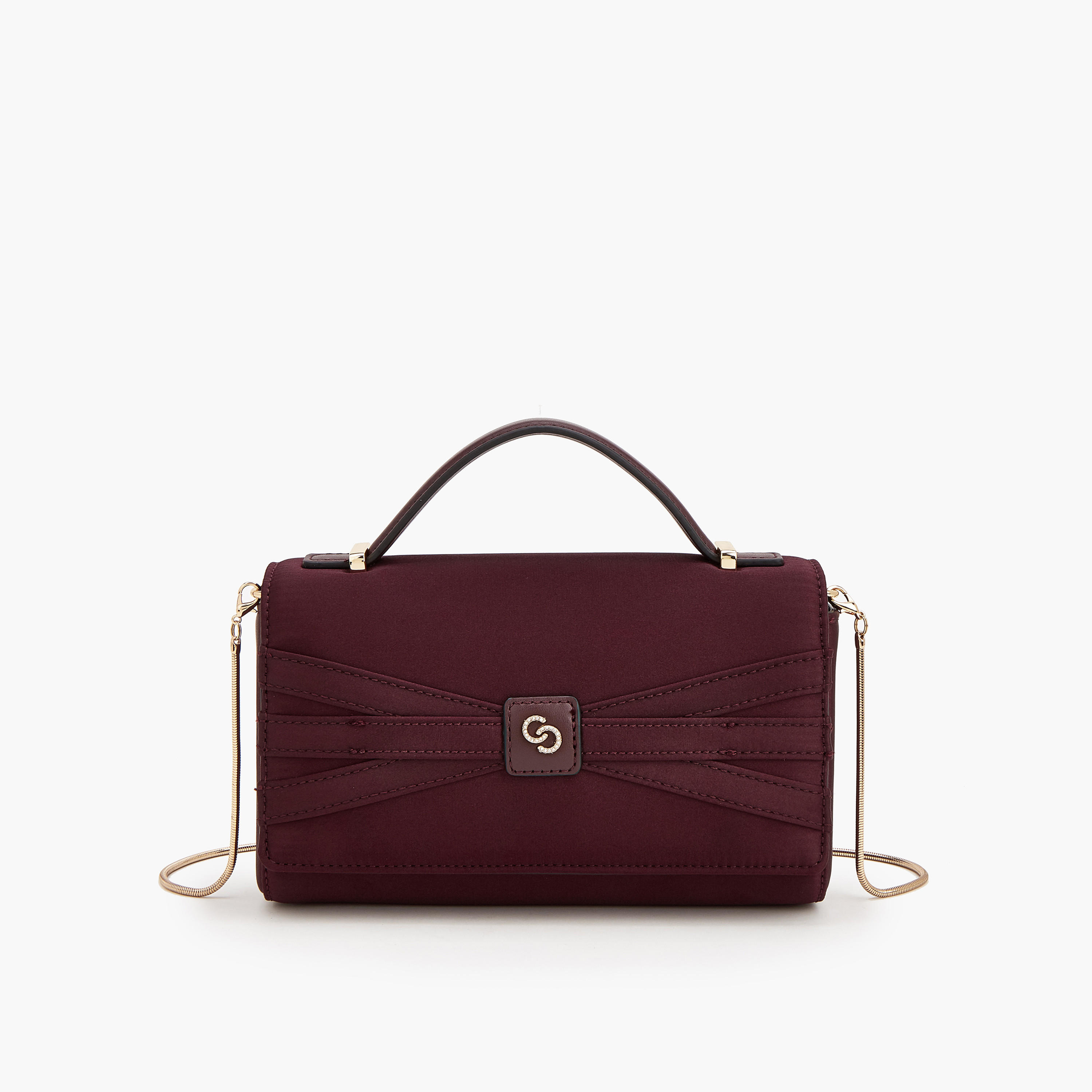 Celeste Pleated Satin Satchel Bag with Chain Strap-women-bagsandwallets-handbags-image-1
