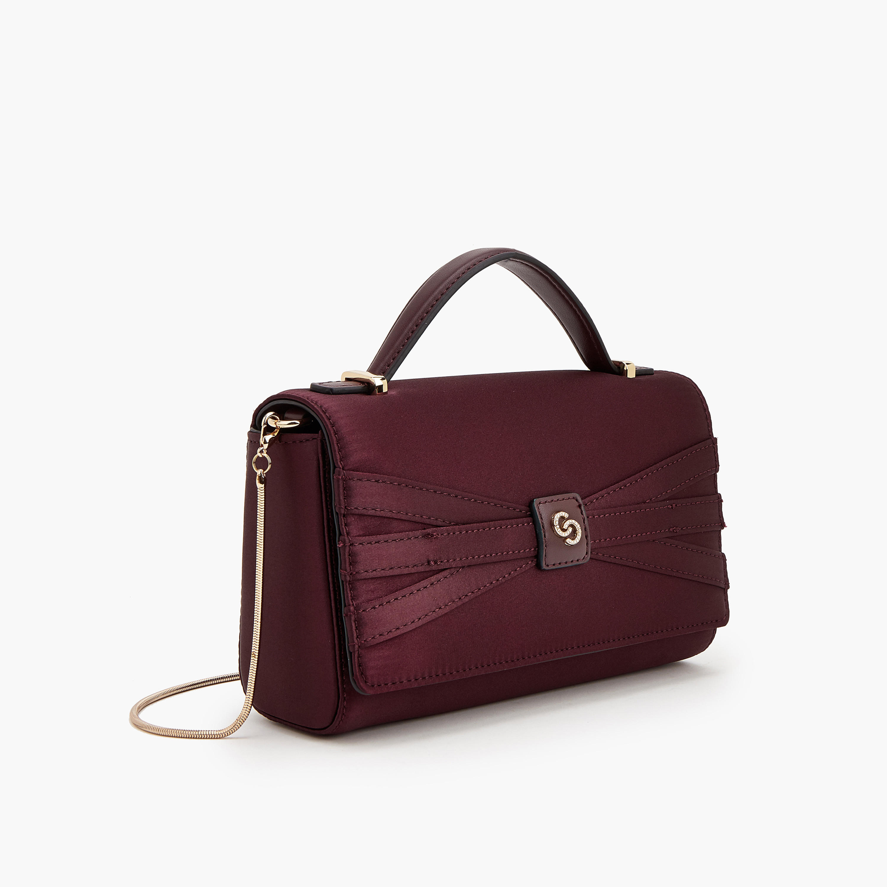 Celeste Pleated Satin Satchel Bag with Chain Strap-women-bagsandwallets-handbags-image-2