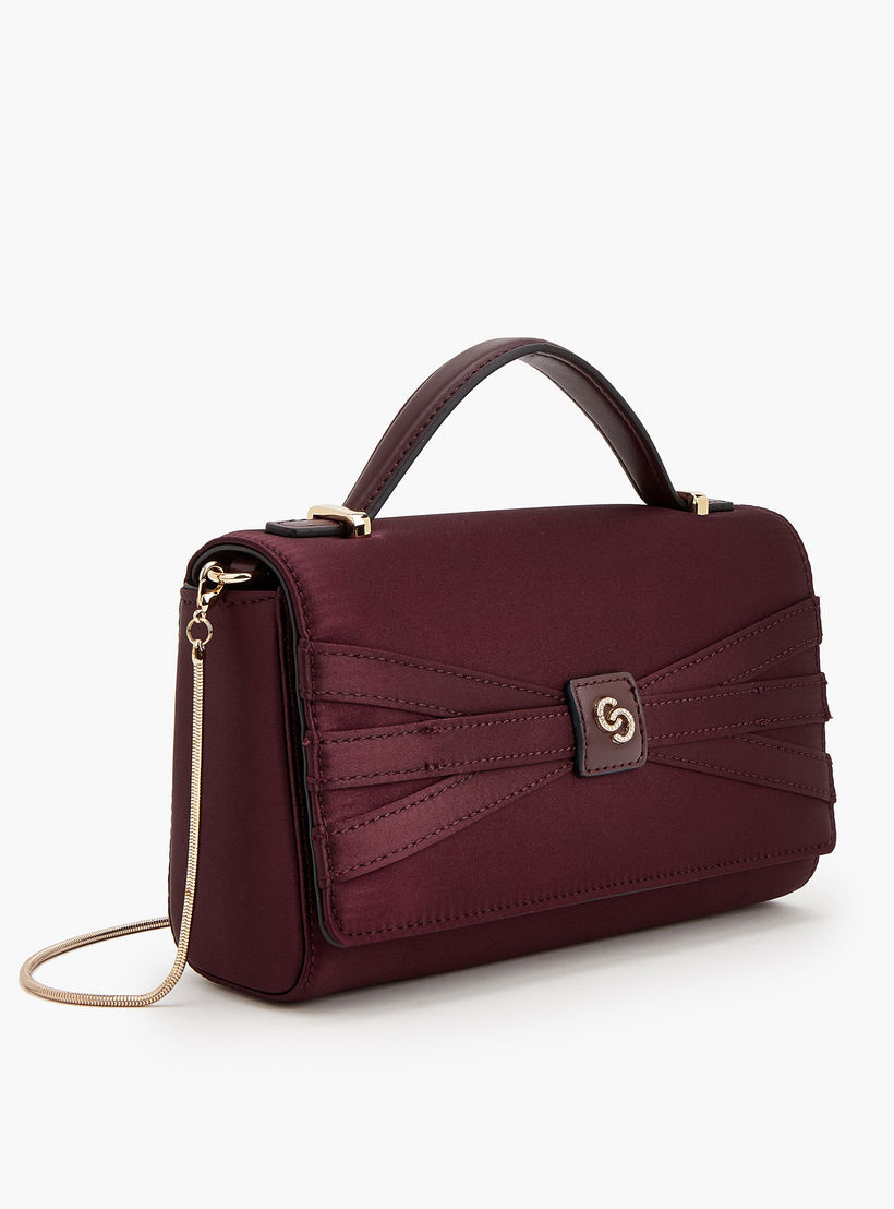 Celeste Pleated Satin Satchel Bag with Chain Strap-women-bagsandwallets-handbags-image-2