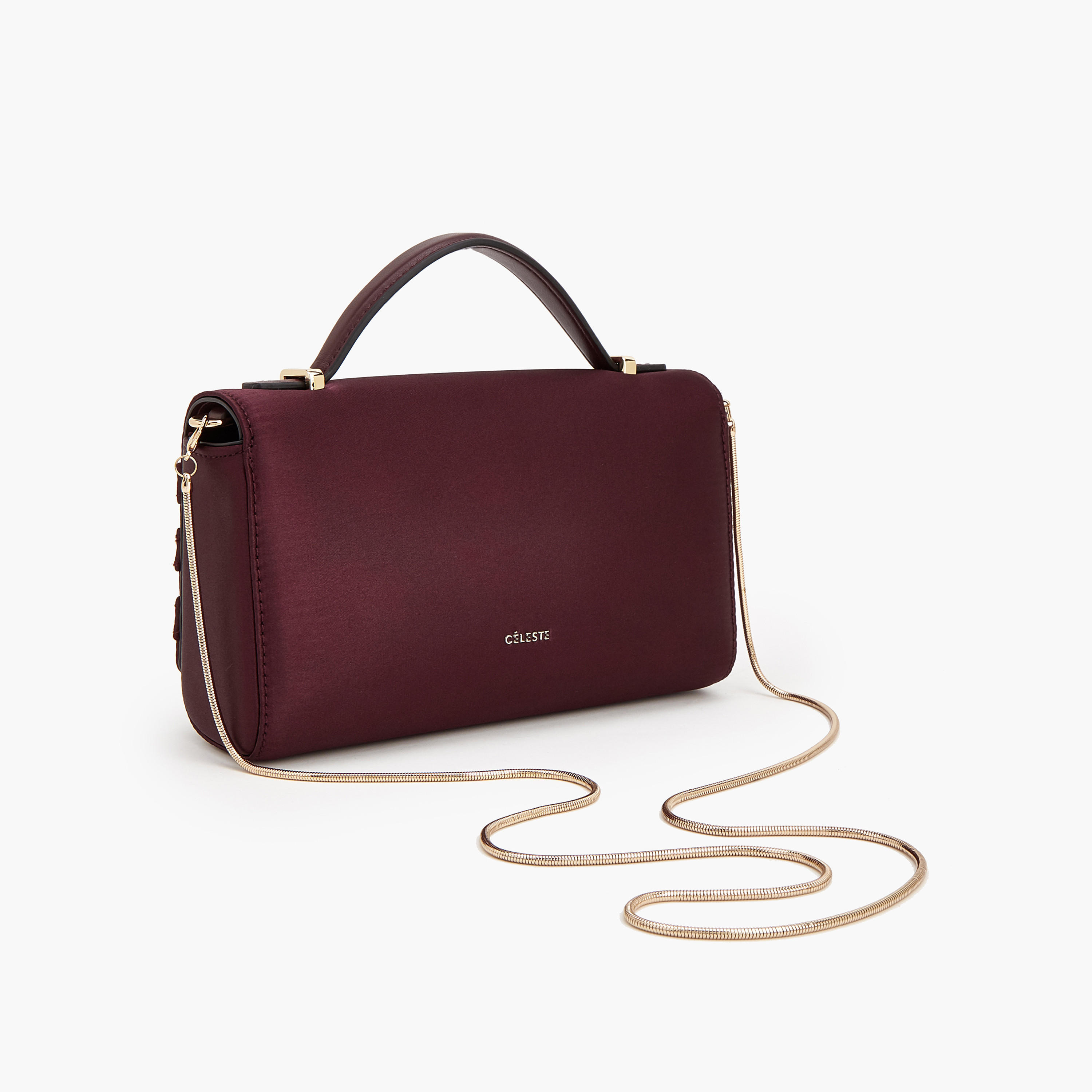 Celeste Pleated Satin Satchel Bag with Chain Strap-women-bagsandwallets-handbags-image-4