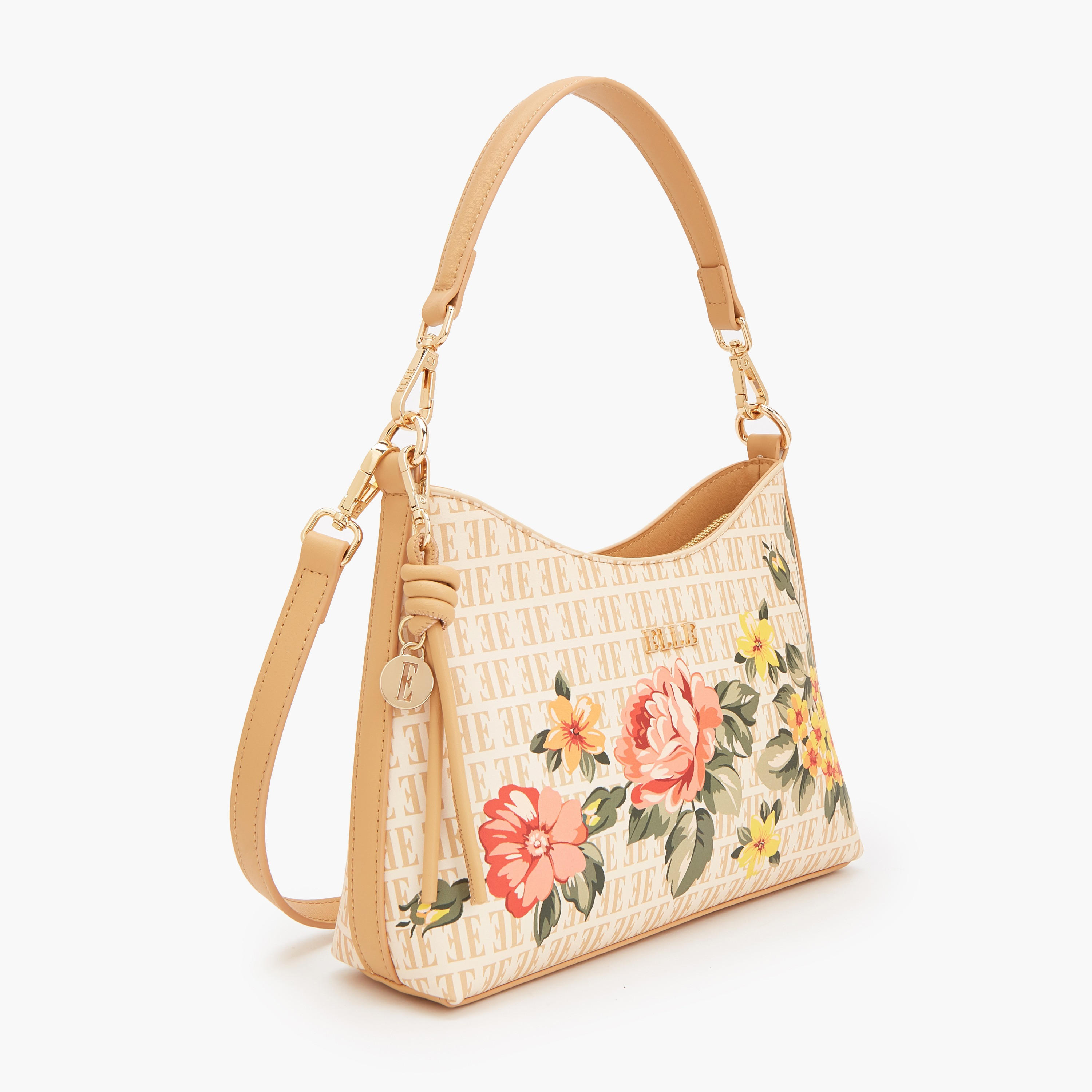 Elle Floral Print Shoulder Bag with Detachable Strap-women-bagsandwallets-handbags-image-3