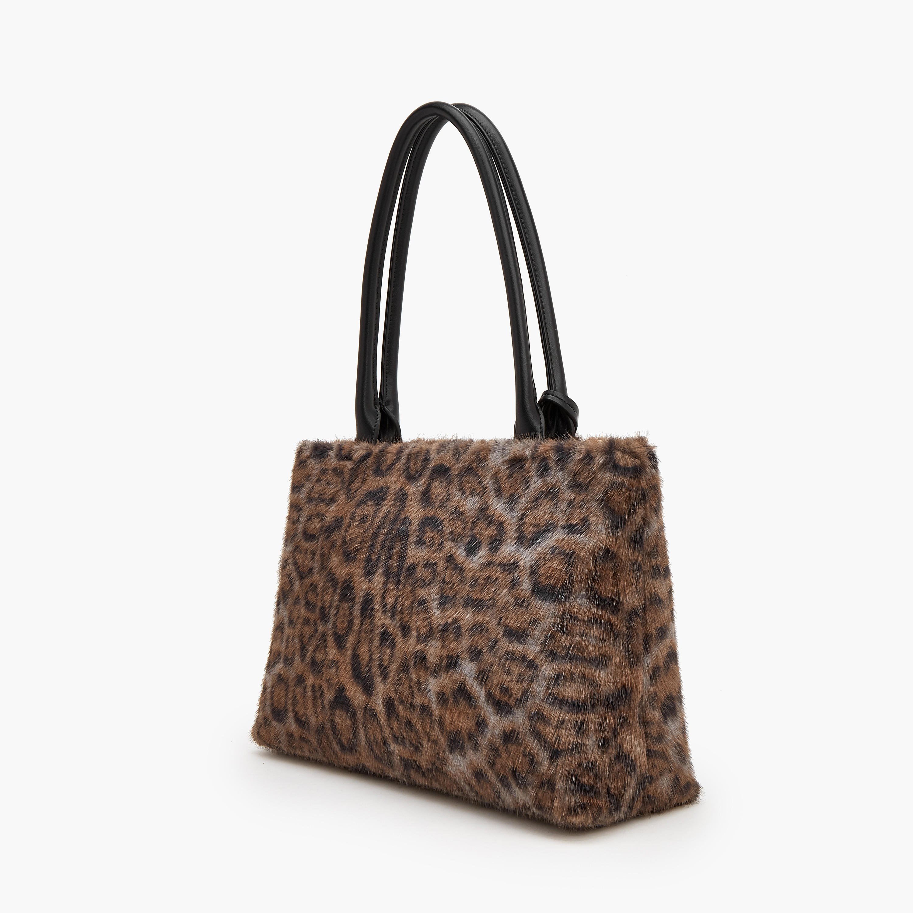 حقيبة كتف فرو صناعي بسحاب إغلاق وطبعات من سيليست-women-bagsandwallets-handbags-image-4