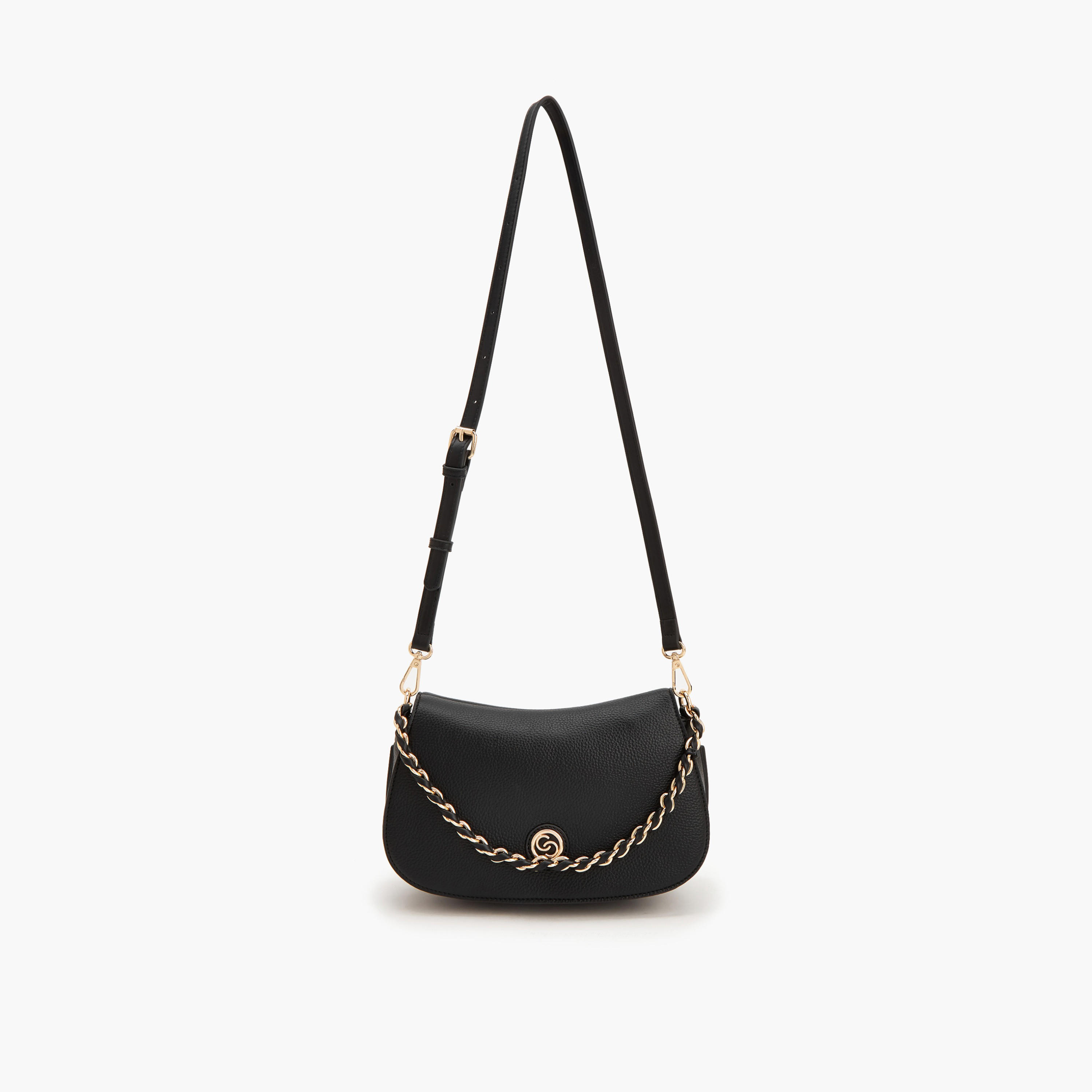 حقيبة كروس بحزام قابل للتعديل من لوجو سيليست-women-bagsandwallets-handbags-image-6