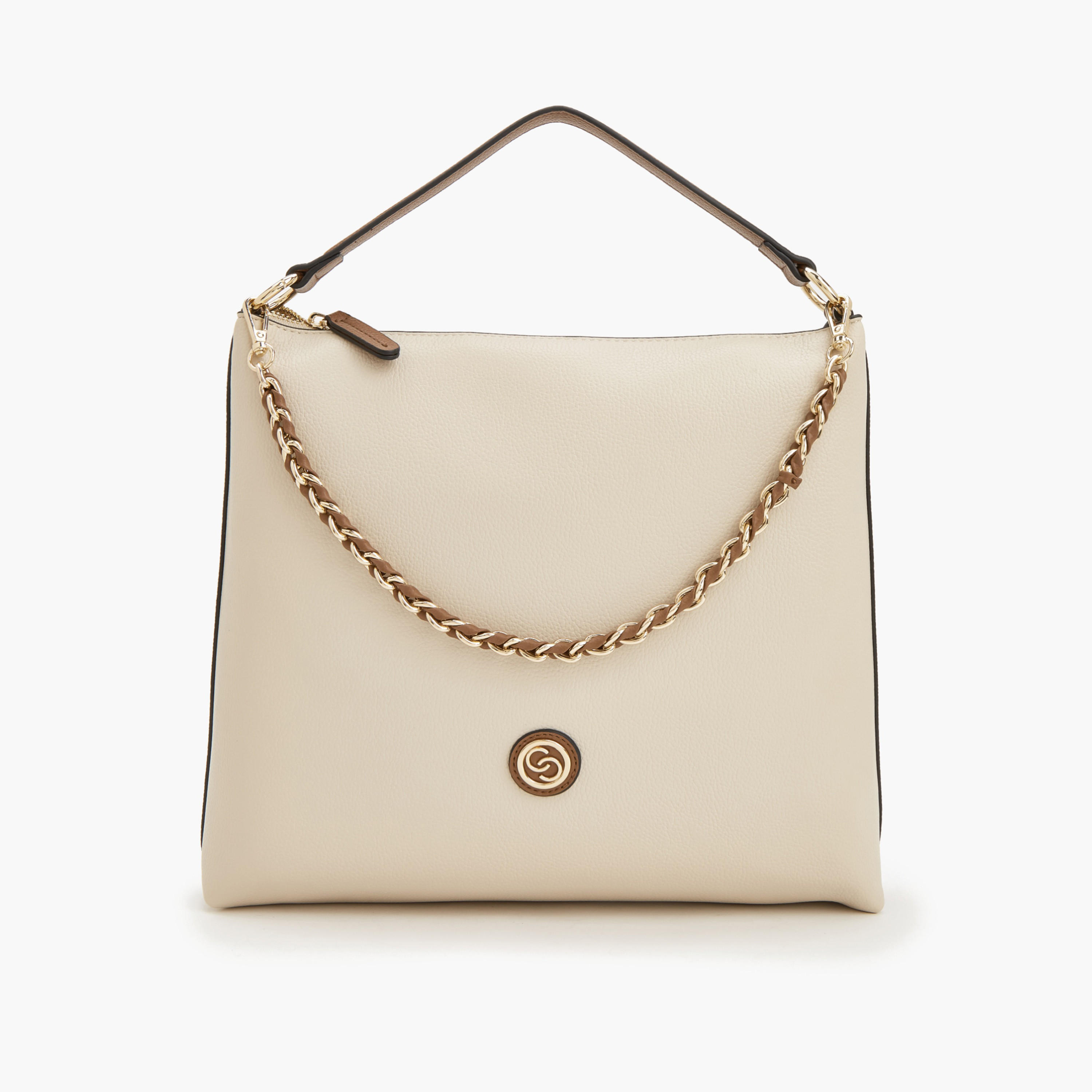Celeste Textured Shoulder Bag with Chain Accent-women-bagsandwallets-handbags-image-5