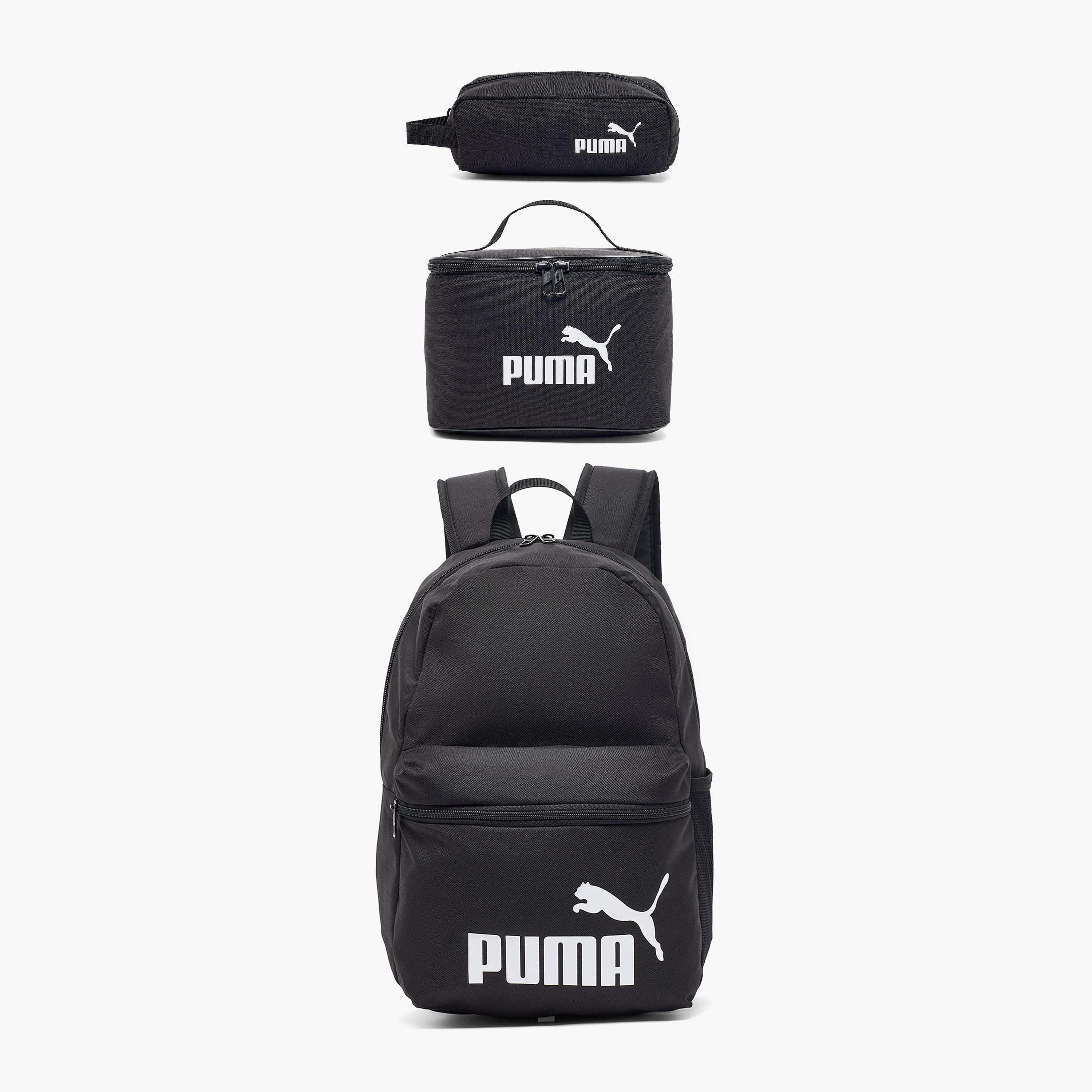 PUMA Logo Print Backpack for Kids 5-13 Years with Lunch Bag and Pouch-school-bagsandbackpacks-backpacks-image-1