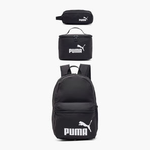 PUMA Logo Print Backpack for Kids 5-13 Years with Lunch Bag and Pouch-school-image-1