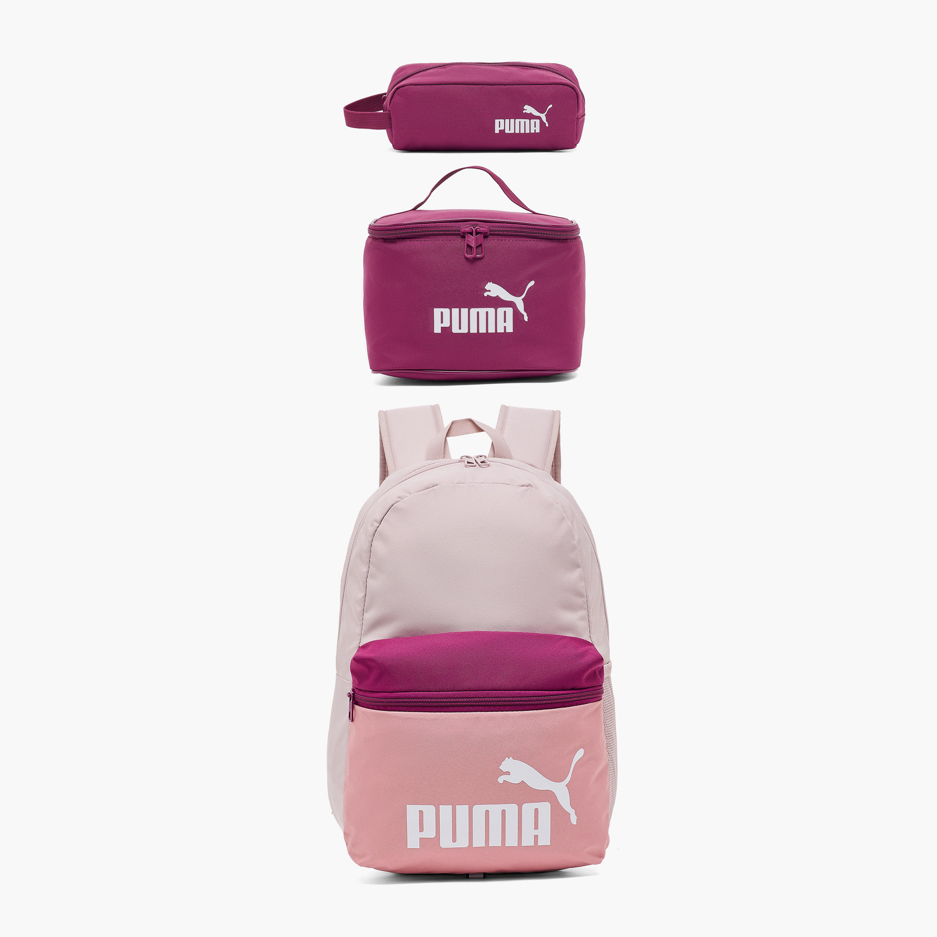 PUMA Logo Print Backpack for Girls 5-13 Years with Lunch Bag and Pouch-school-bagsandbackpacks-backpacks-image-1