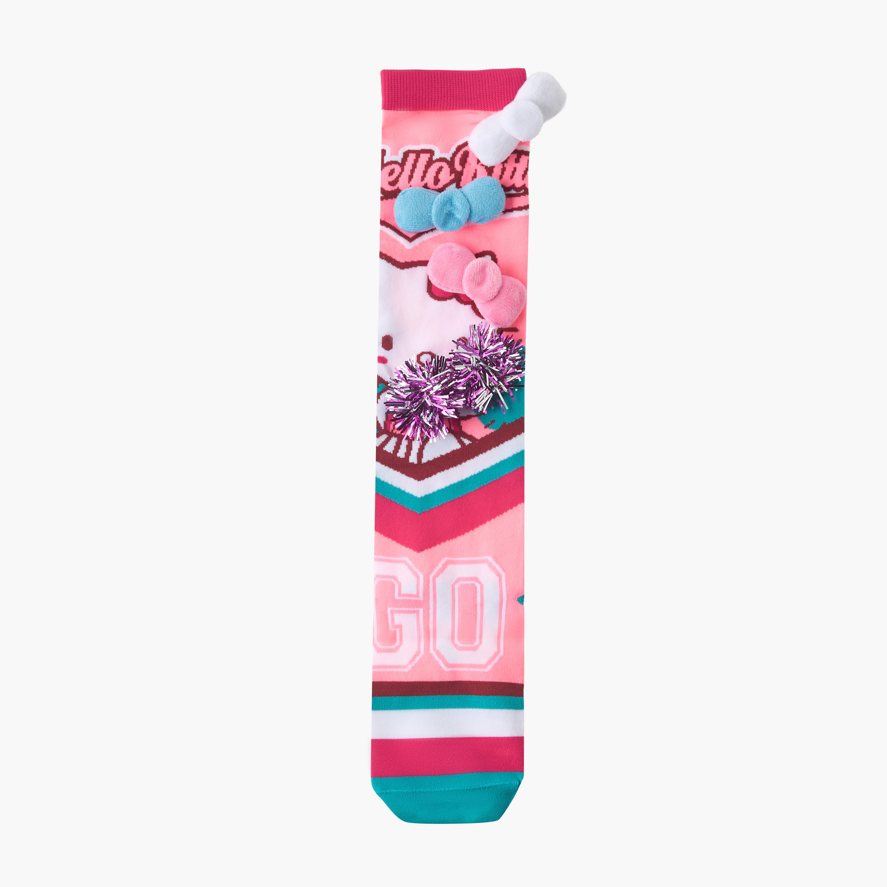 Hello Kitty Girls Crew Length Socks with Bow Applique-girls-accessories-socks-image-1