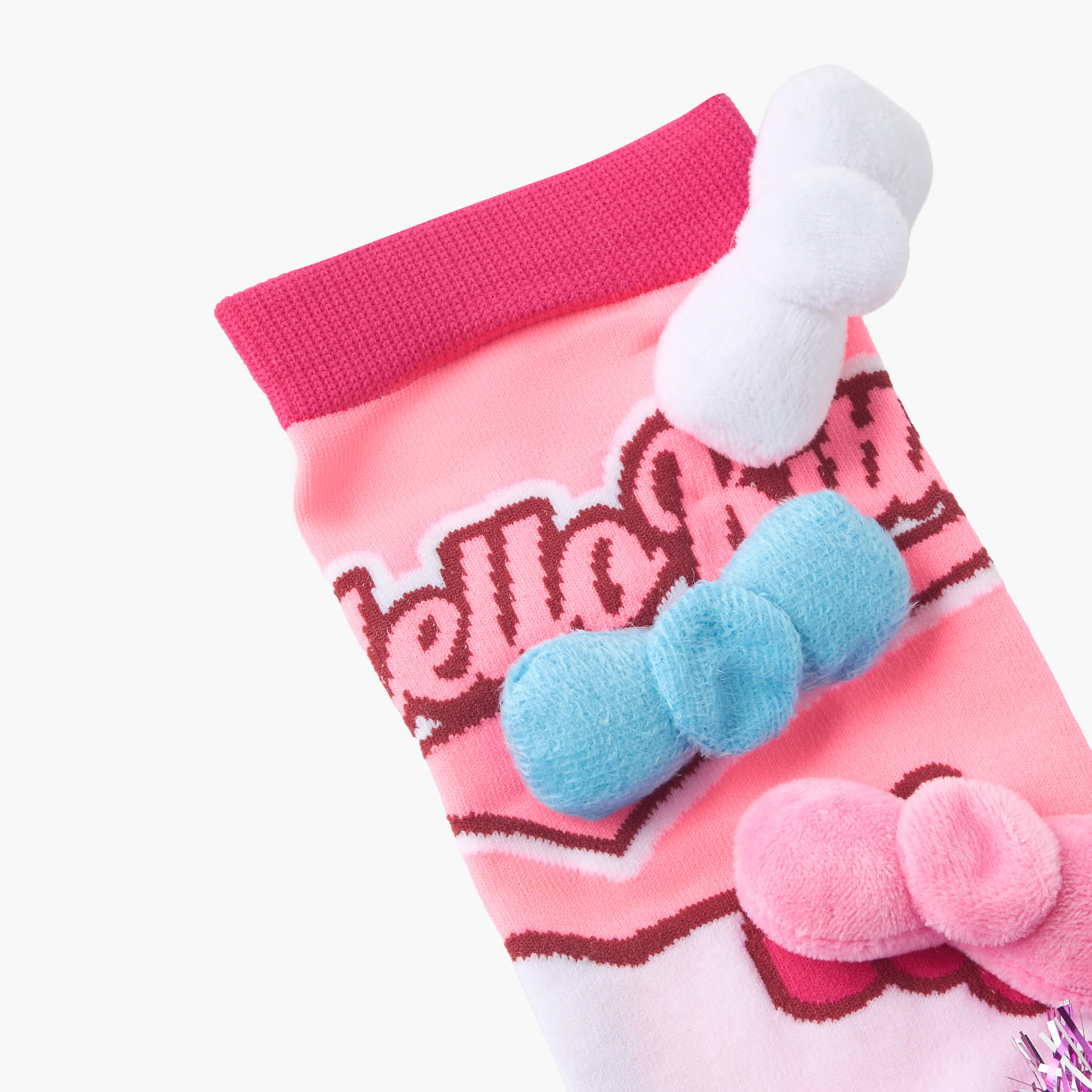 Hello Kitty Girls Crew Length Socks with Bow Applique-girls-accessories-socks-image-2