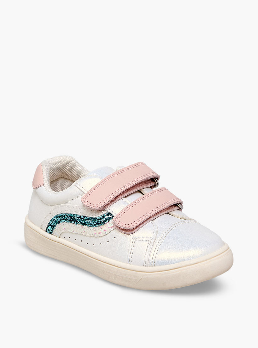 حذاء سنيكرز بناتي مزين بلمسات غليتر وشريط إغلاق لاصق من جونيورز-girls-shoes-sneakers-image-2