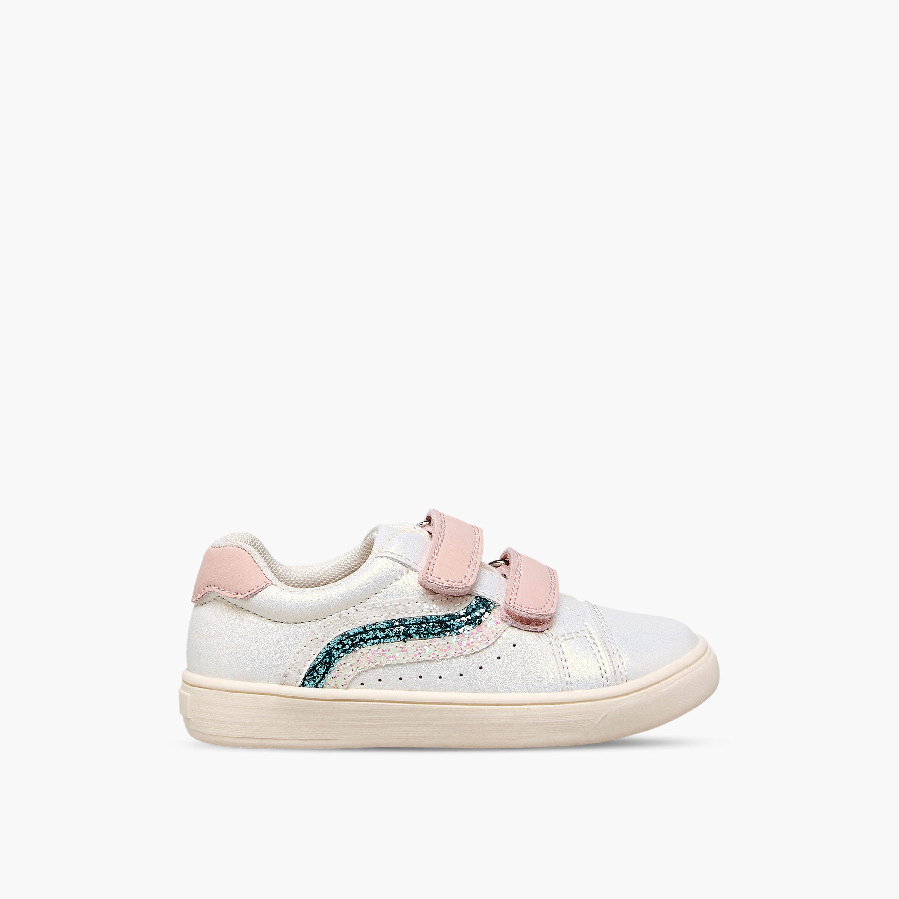 حذاء سنيكرز بناتي مزين بلمسات غليتر وشريط إغلاق لاصق من جونيورز-girls-shoes-sneakers-image-3