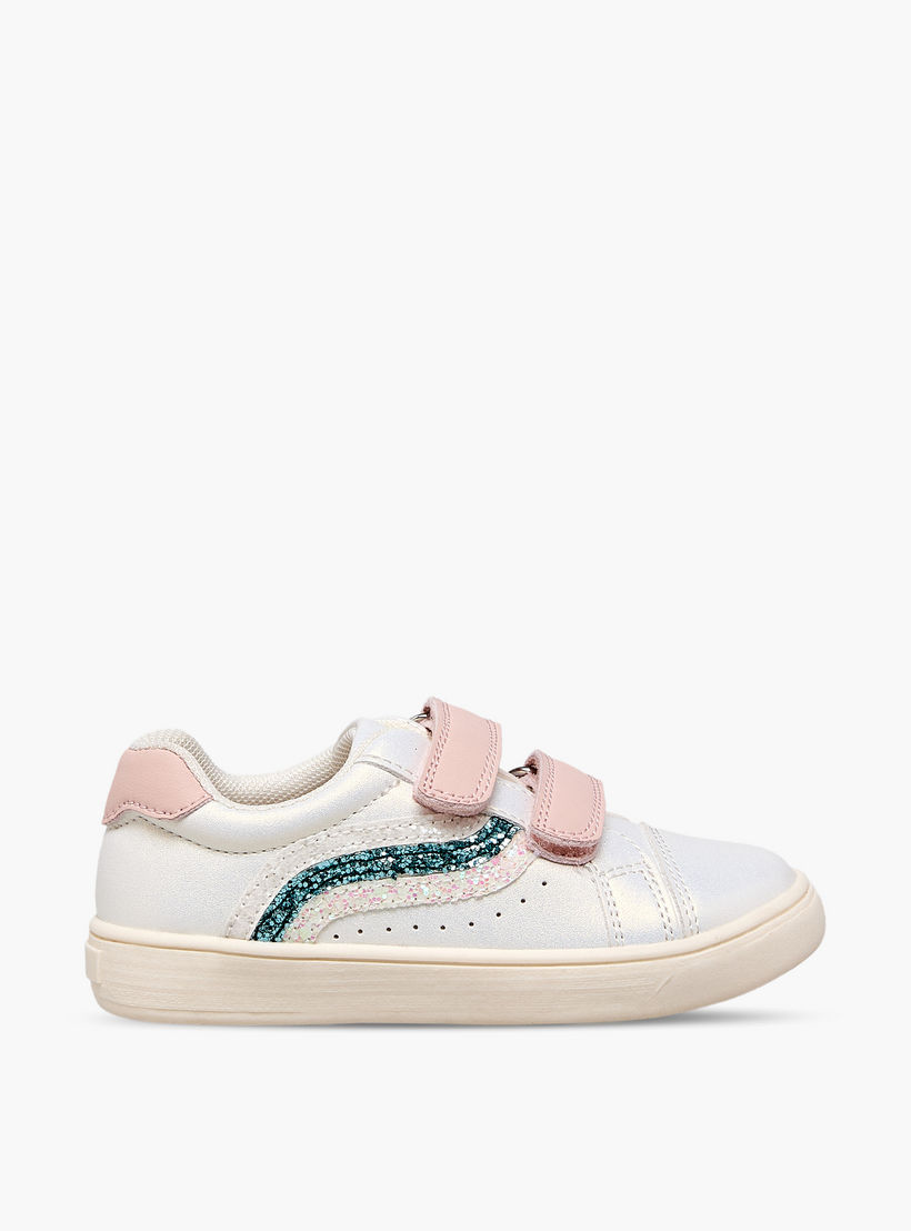 حذاء سنيكرز بناتي مزين بلمسات غليتر وشريط إغلاق لاصق من جونيورز-girls-shoes-sneakers-image-3