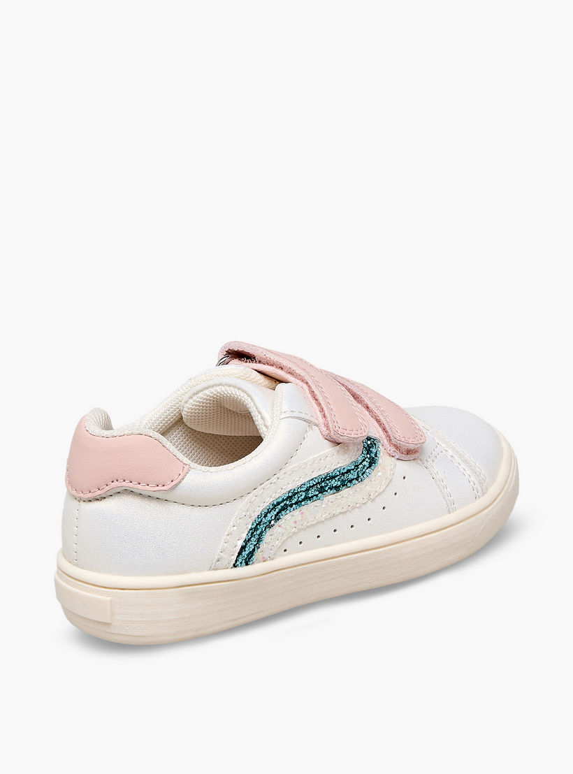 حذاء سنيكرز بناتي مزين بلمسات غليتر وشريط إغلاق لاصق من جونيورز-girls-shoes-sneakers-image-6