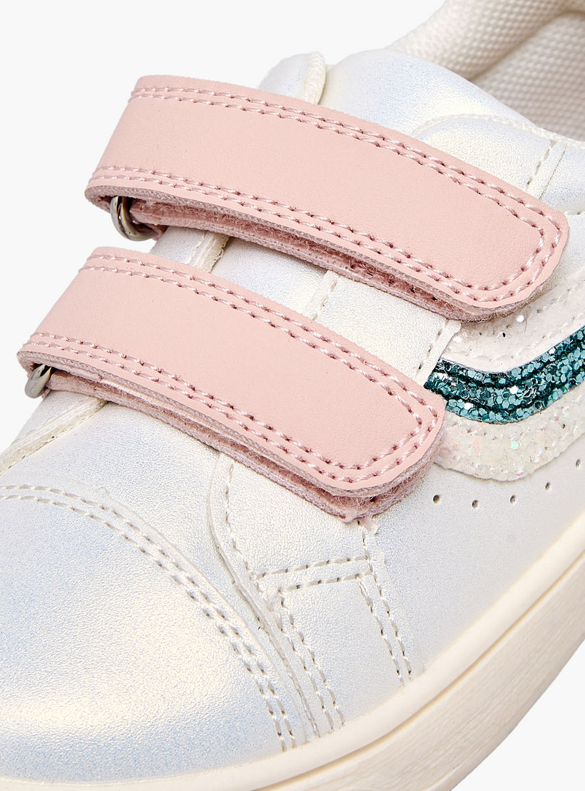 حذاء سنيكرز بناتي مزين بلمسات غليتر وشريط إغلاق لاصق من جونيورز-girls-shoes-sneakers-image-7