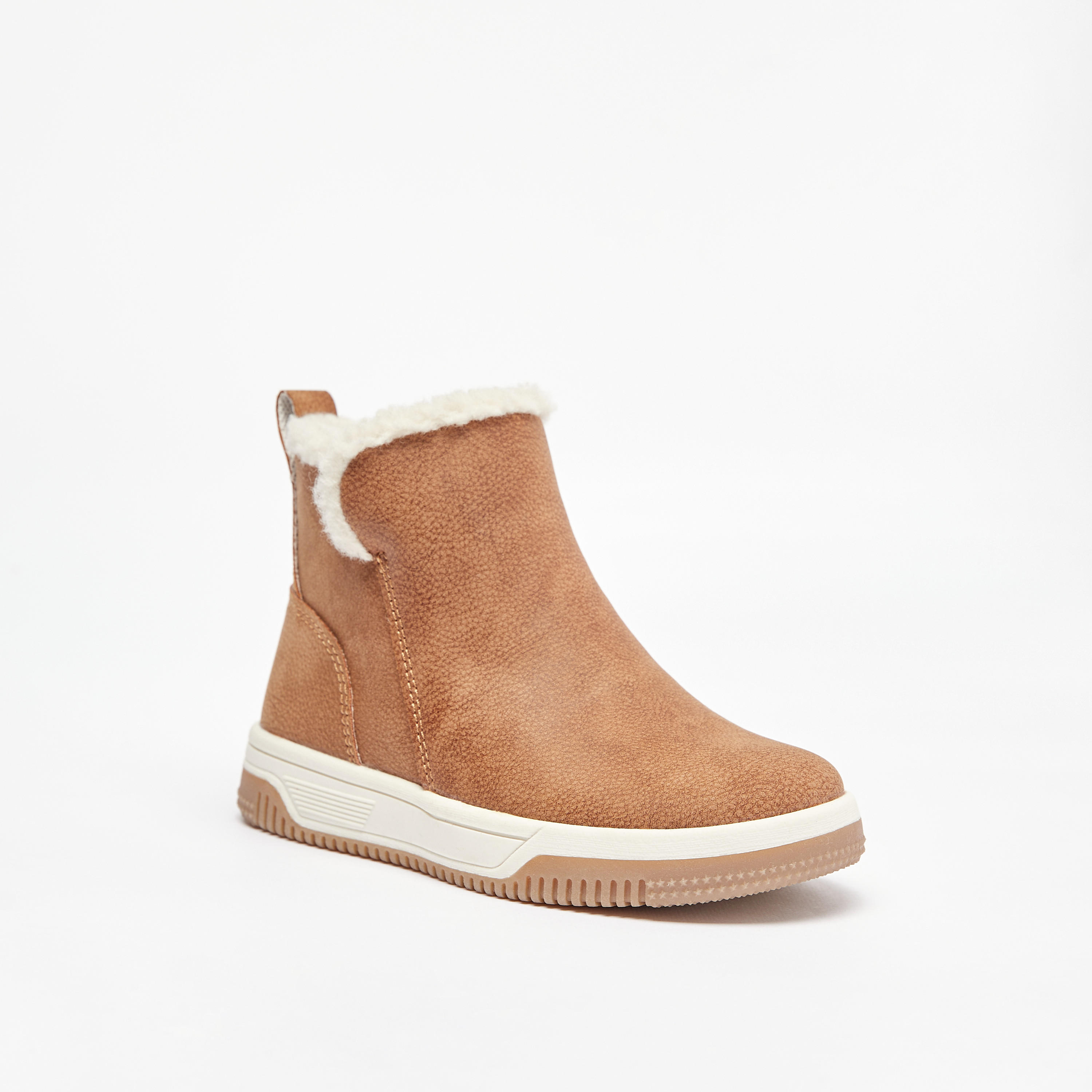 Juniors Solid Ankle Length Boots with Zip Closure and Pull Tabs-boys-shoes-boots-image-1