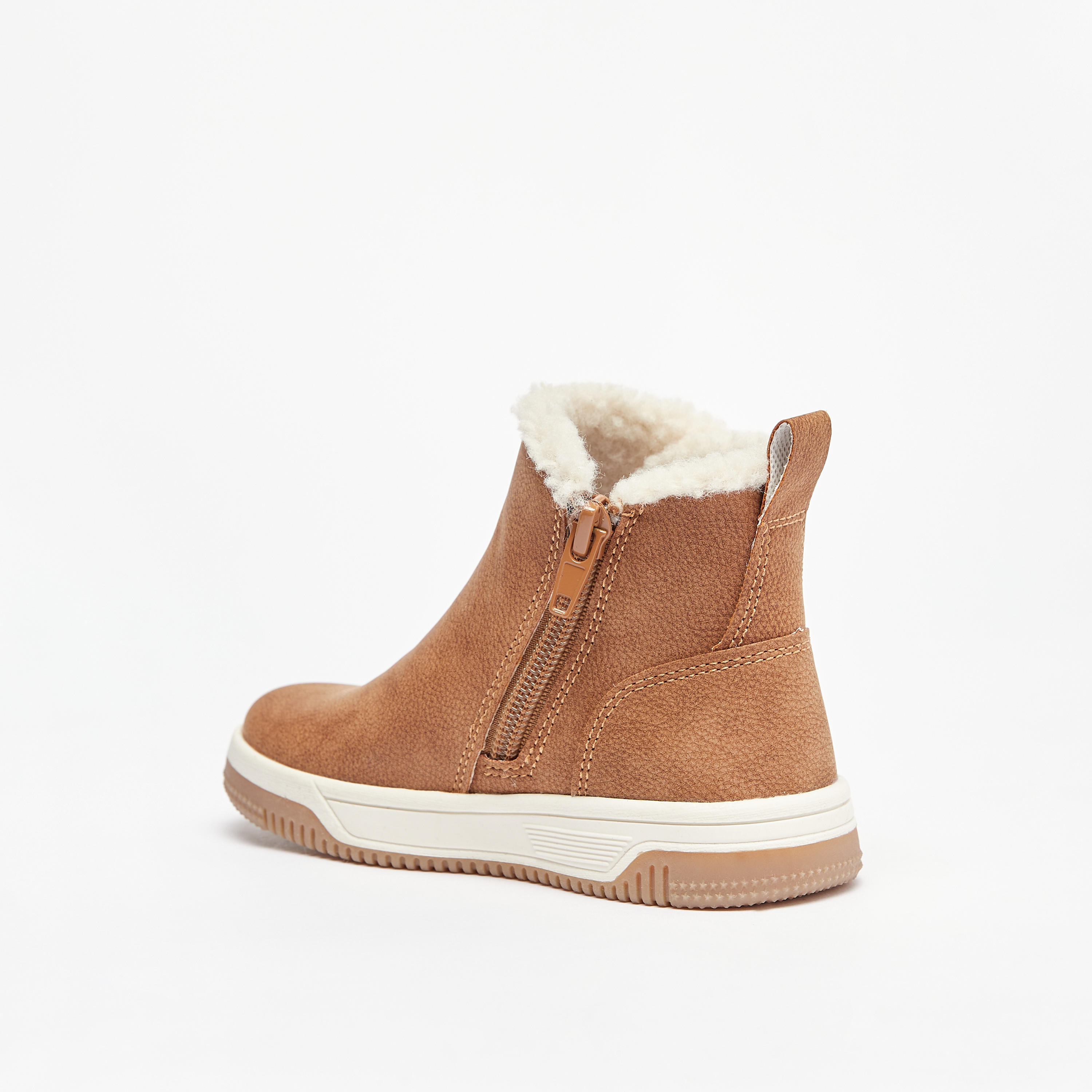 Juniors Solid Ankle Length Boots with Zip Closure and Pull Tabs-boys-shoes-boots-image-2
