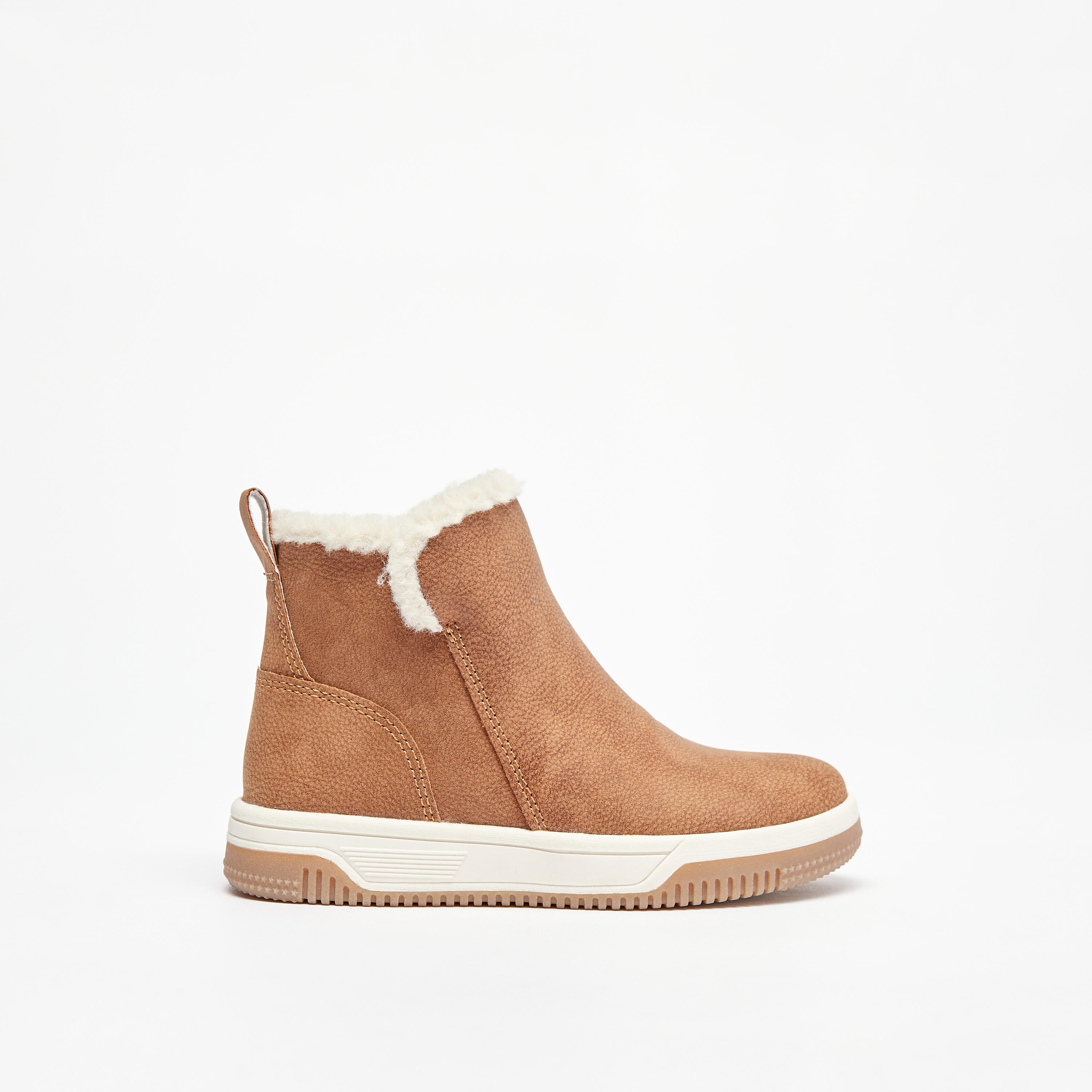 Juniors Solid Ankle Length Boots with Zip Closure and Pull Tabs-boys-shoes-boots-image-3