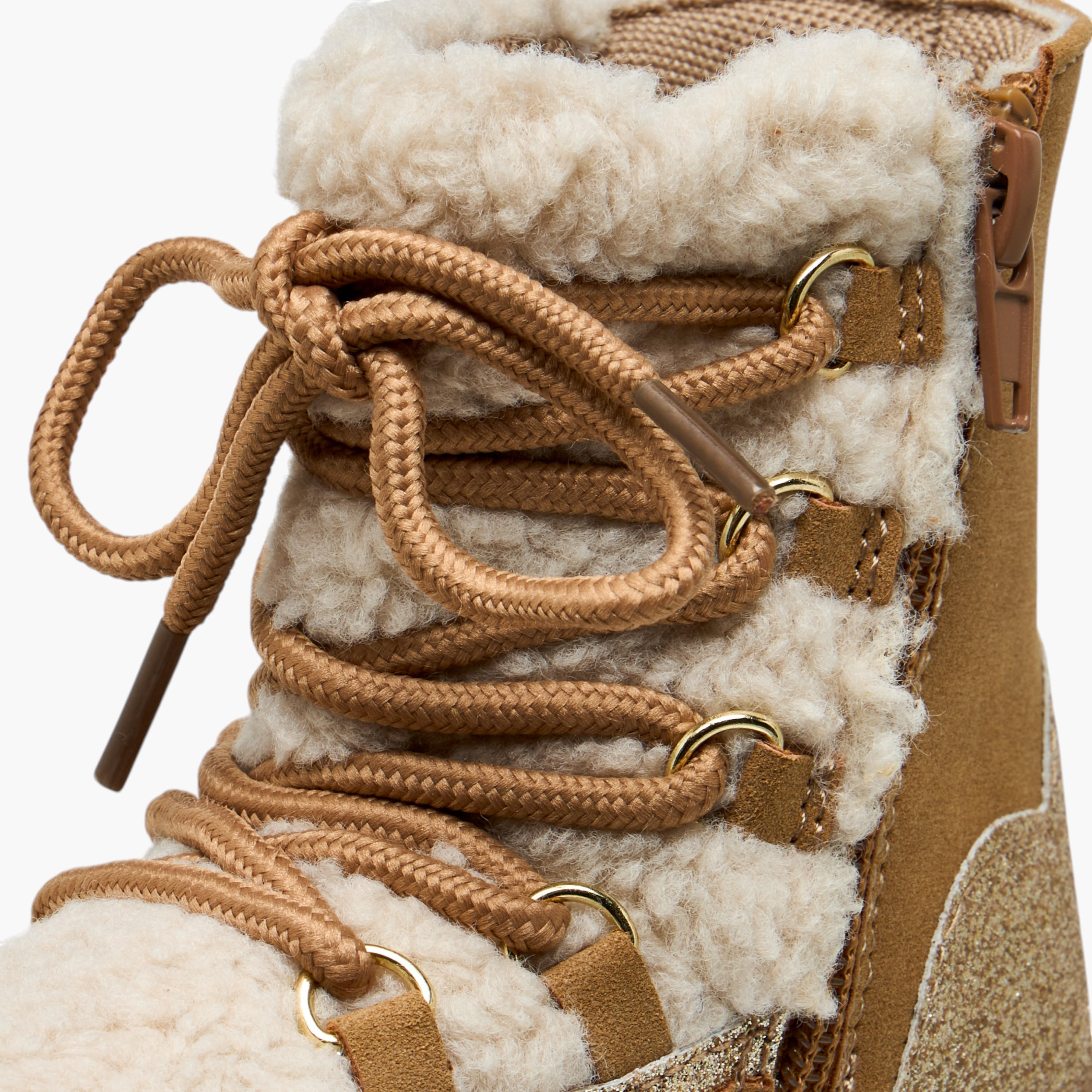 Barefeet Panelled Lace-Up Ankle Boots with Pull Tabs-girls-shoes-boots-image-6