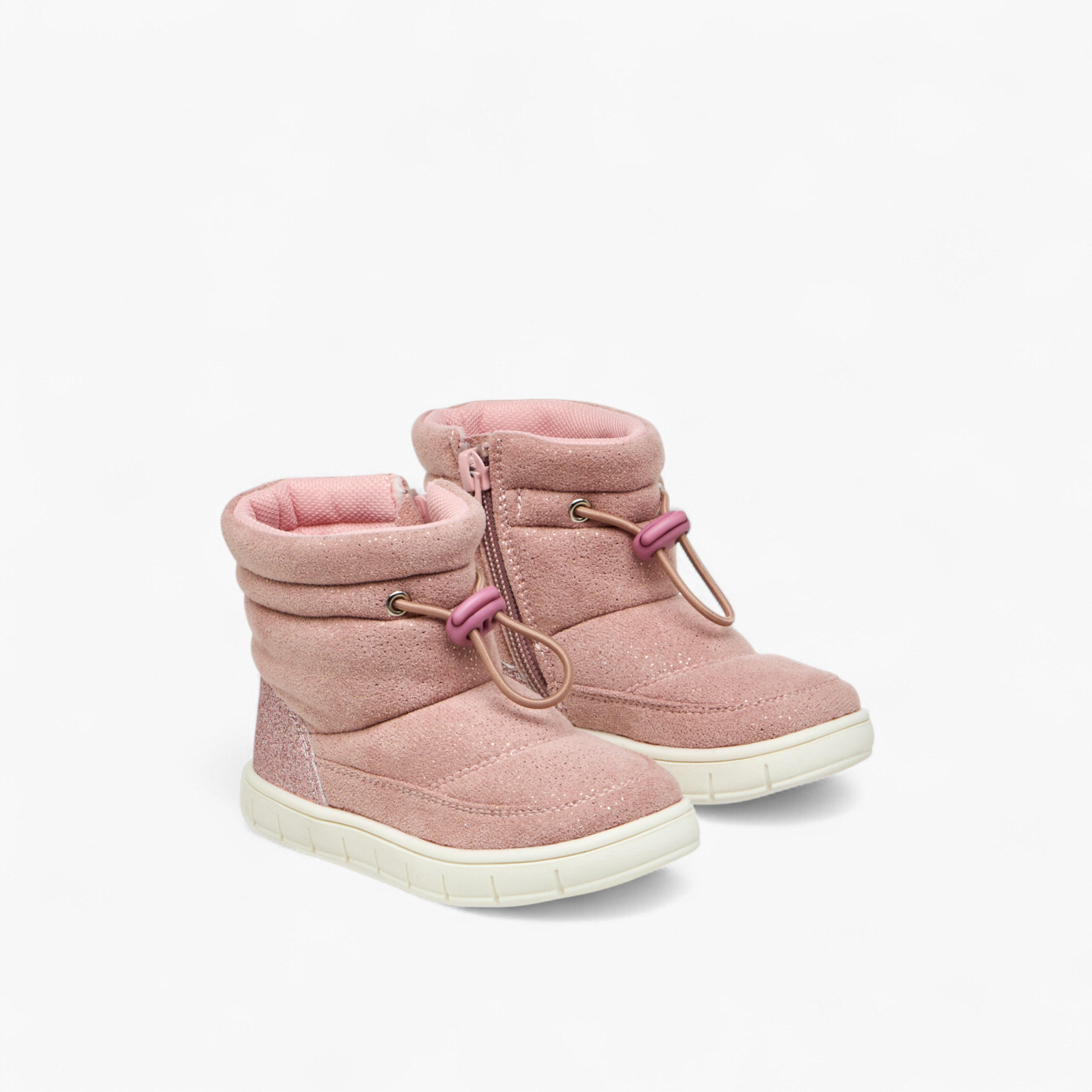 Barefeet Panelled Ankle Boots with Zip Closure-girls-shoes-boots-image-1