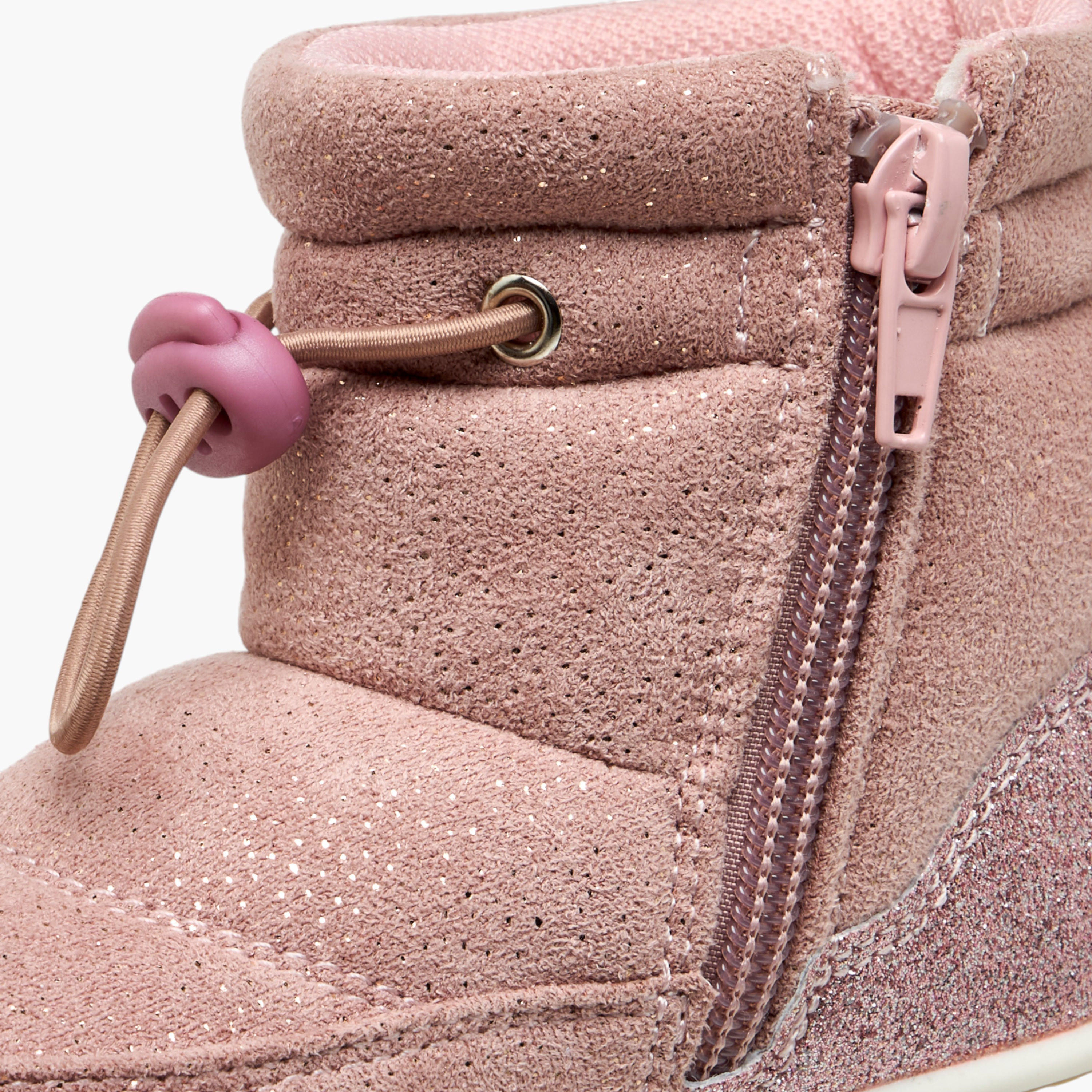 Barefeet Panelled Ankle Boots with Zip Closure-girls-shoes-boots-image-5