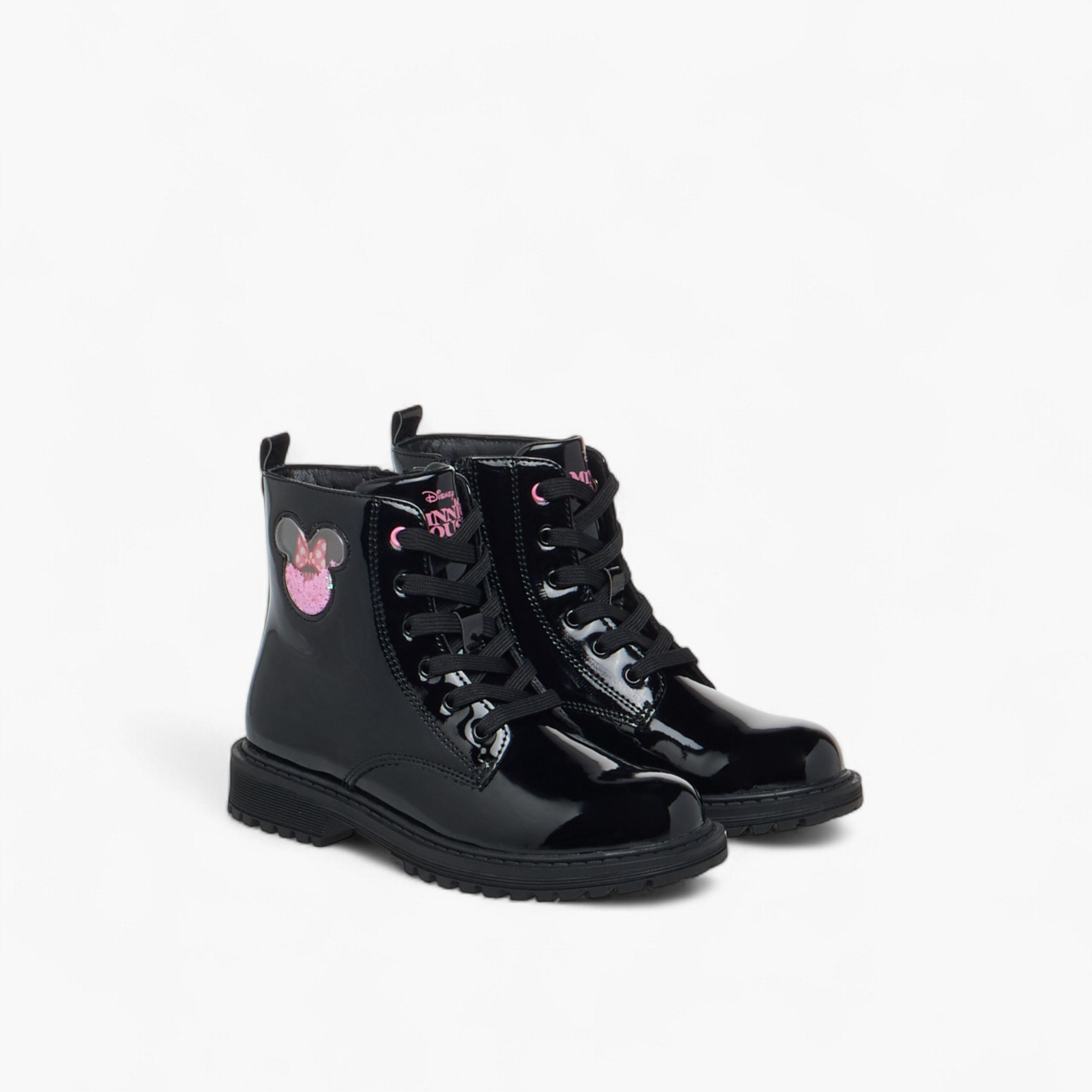 Disney Minnie Mouse Applique Ankle Boots with Zip Closure-girls-shoes-boots-image-1