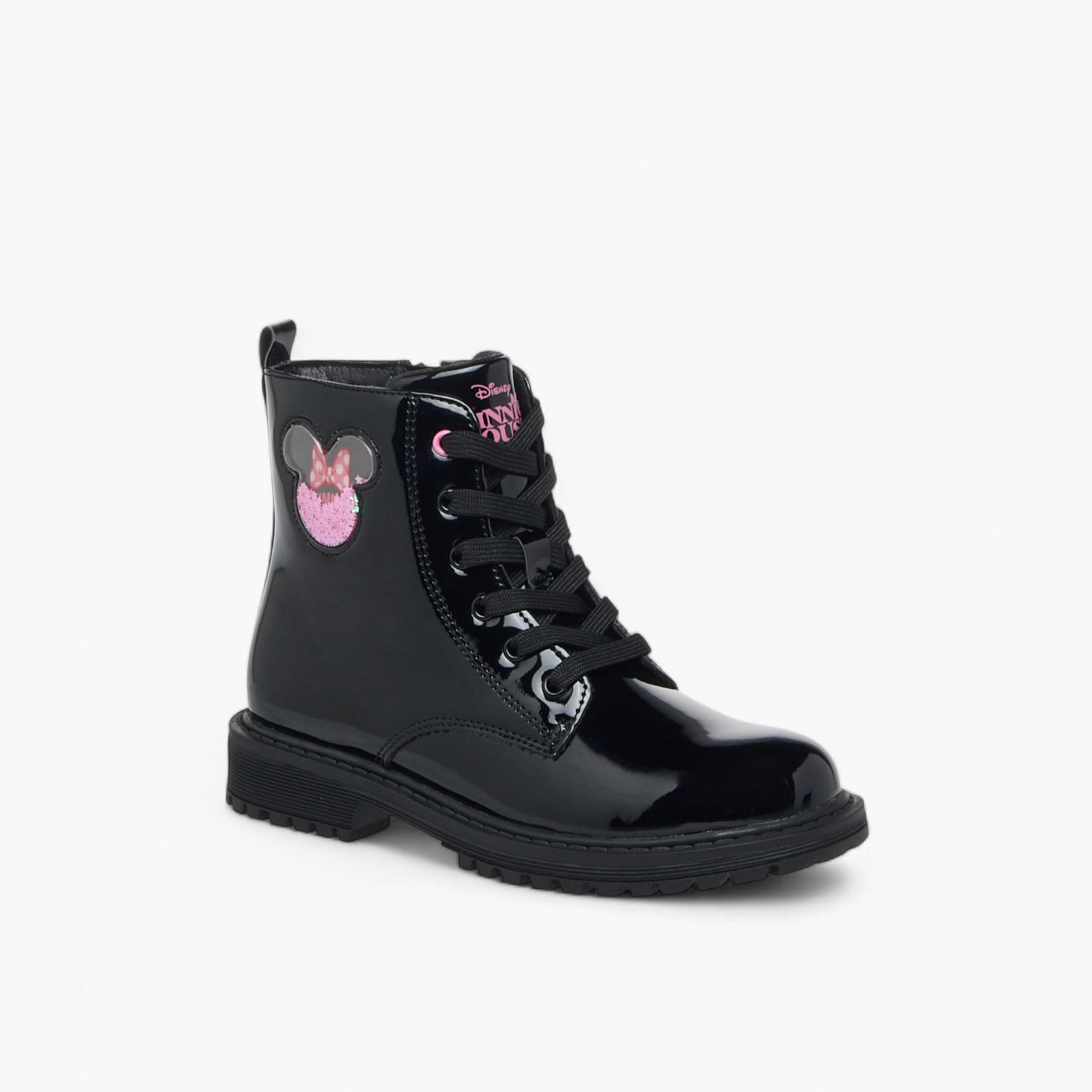 Disney Minnie Mouse Applique Ankle Boots with Zip Closure-girls-shoes-boots-image-2