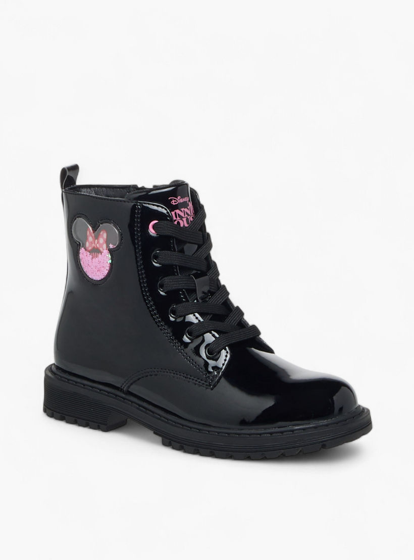 Disney Minnie Mouse Applique Ankle Boots with Zip Closure-girls-shoes-boots-image-2