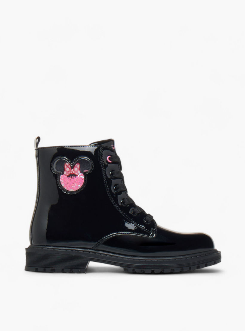 Disney Minnie Mouse Applique Ankle Boots with Zip Closure-girls-shoes-boots-image-3