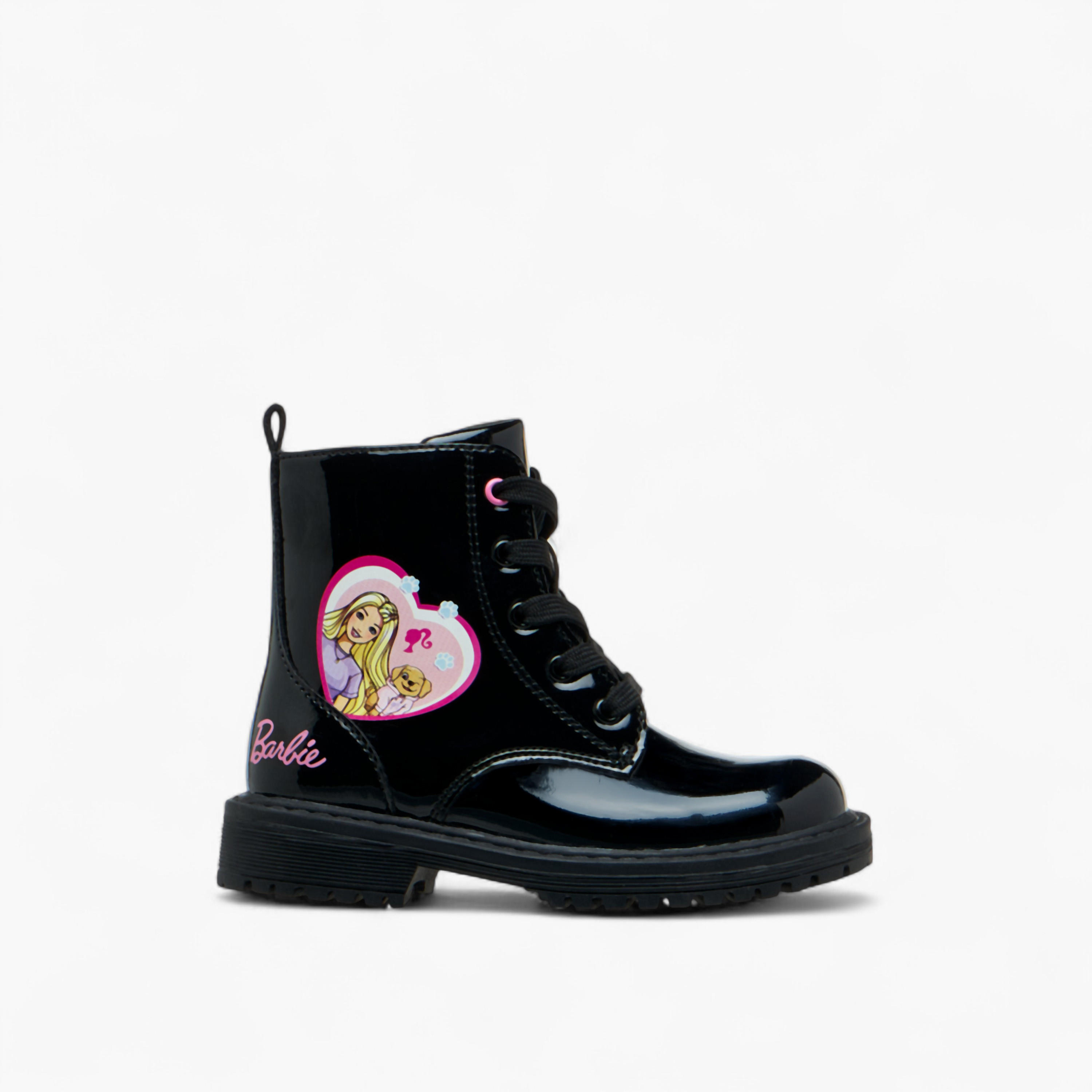 Barbie Printed Ankle Boots with Zip Closure-girls-shoes-boots-image-3