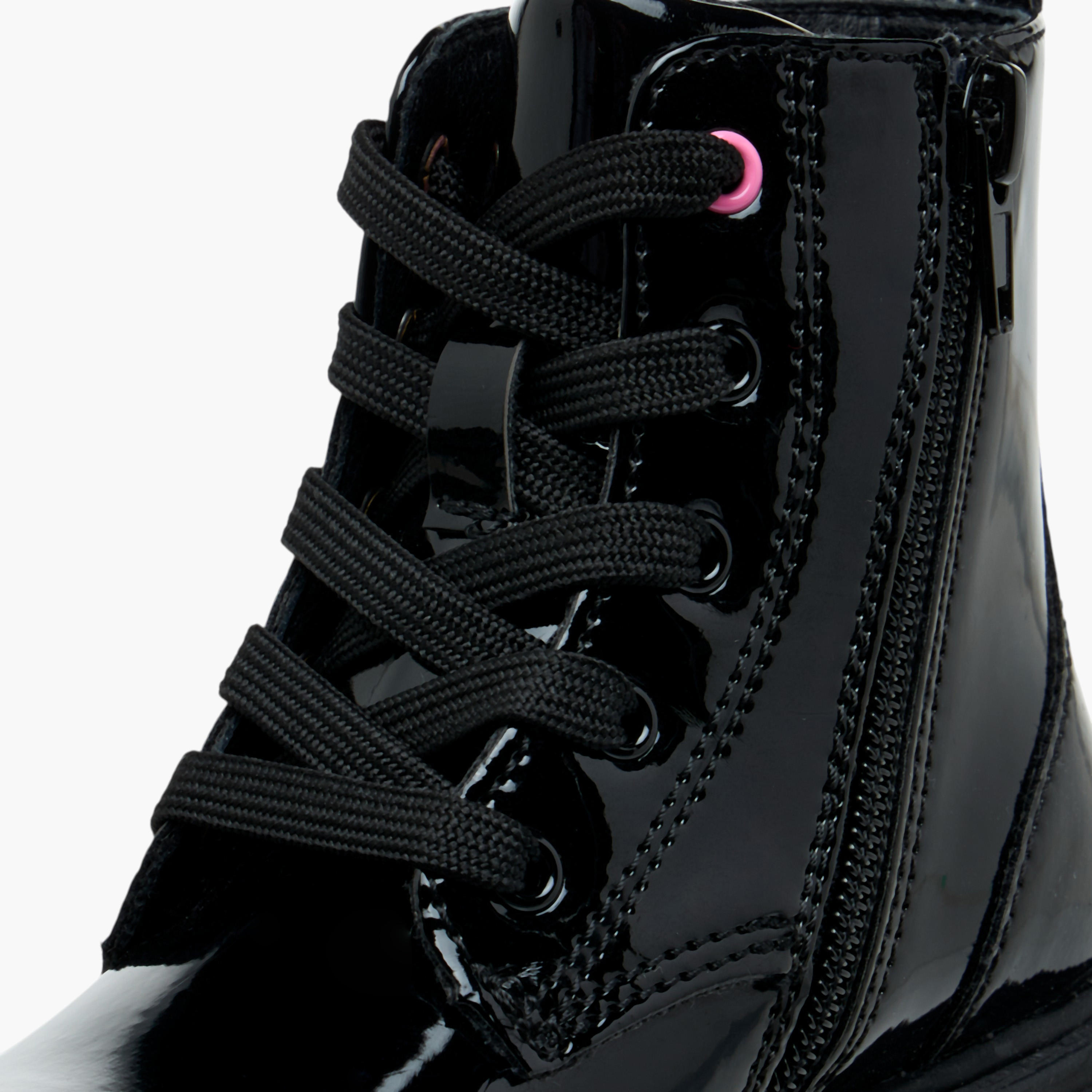 Barbie Printed Ankle Boots with Zip Closure-girls-shoes-boots-image-6