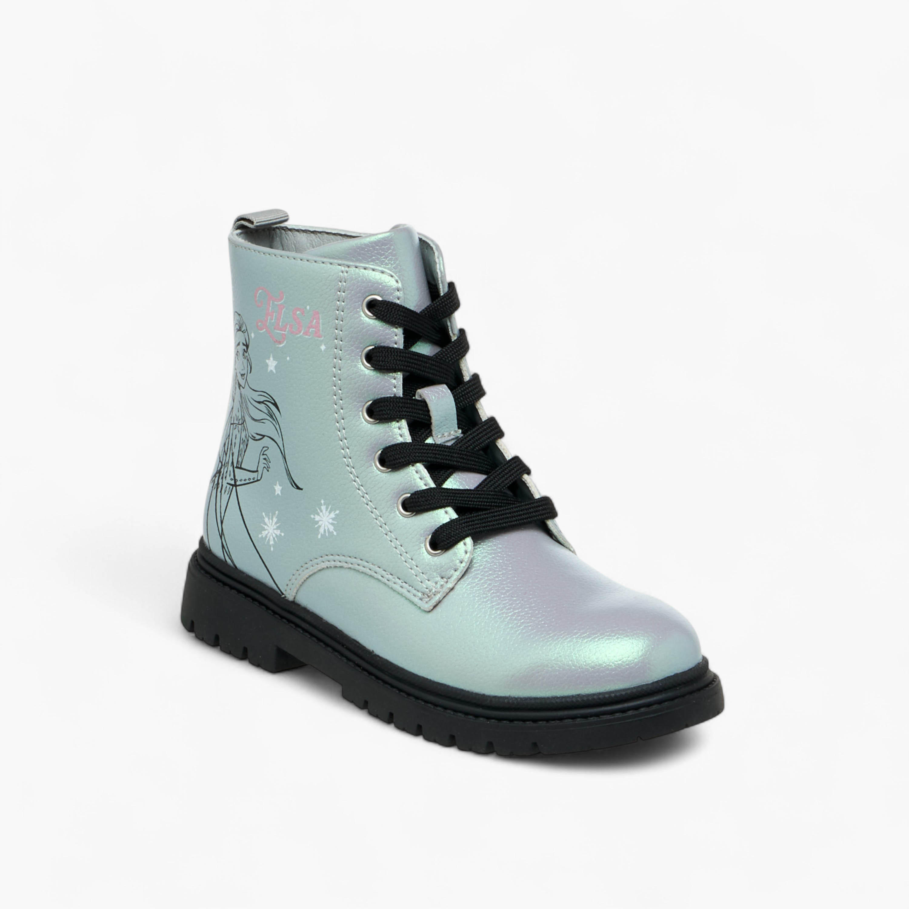 Disney Elsa Print Ankle Boots with Zip Closure and Pull Tabs-girls-shoes-boots-image-2