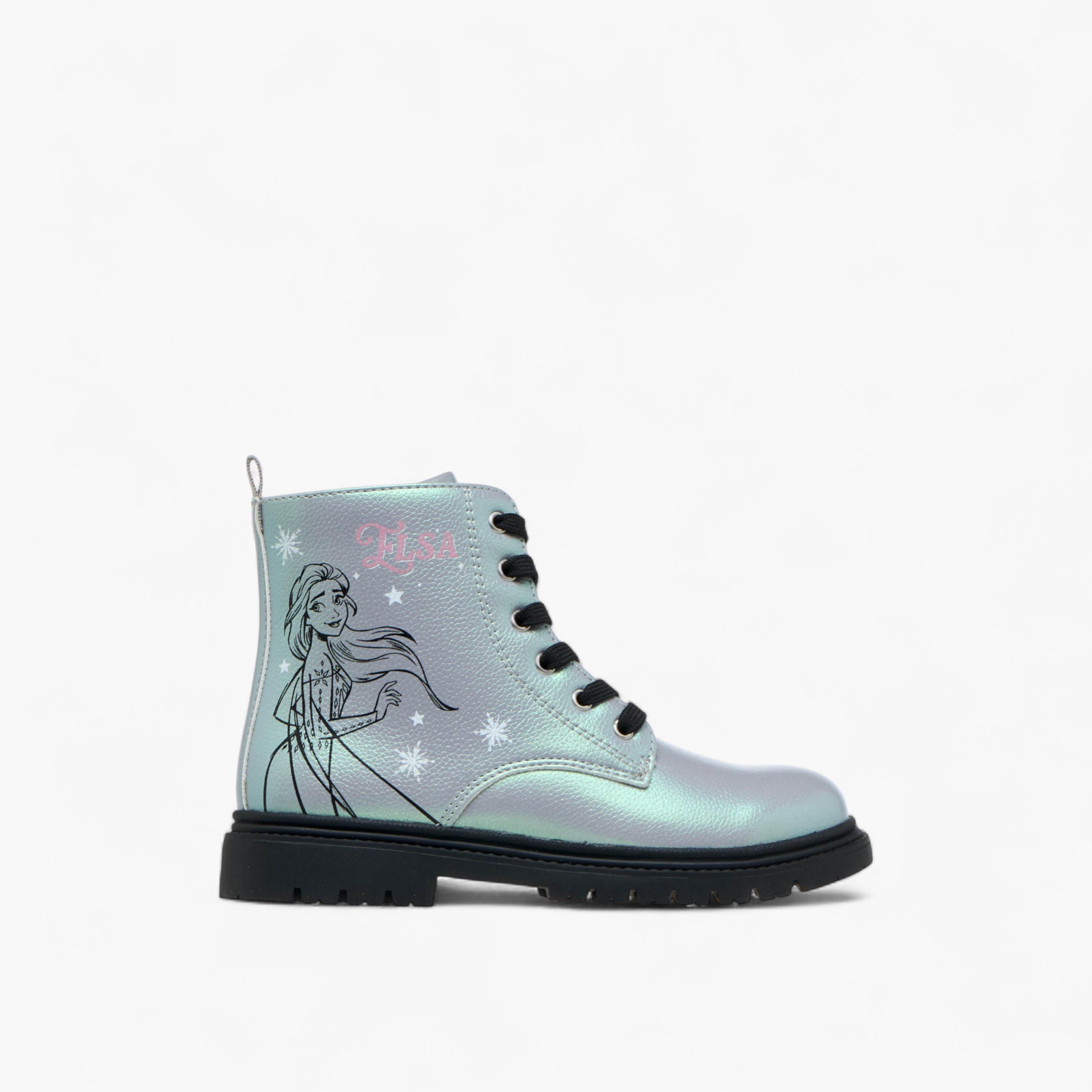 Disney Elsa Print Ankle Boots with Zip Closure and Pull Tabs-girls-shoes-boots-image-3