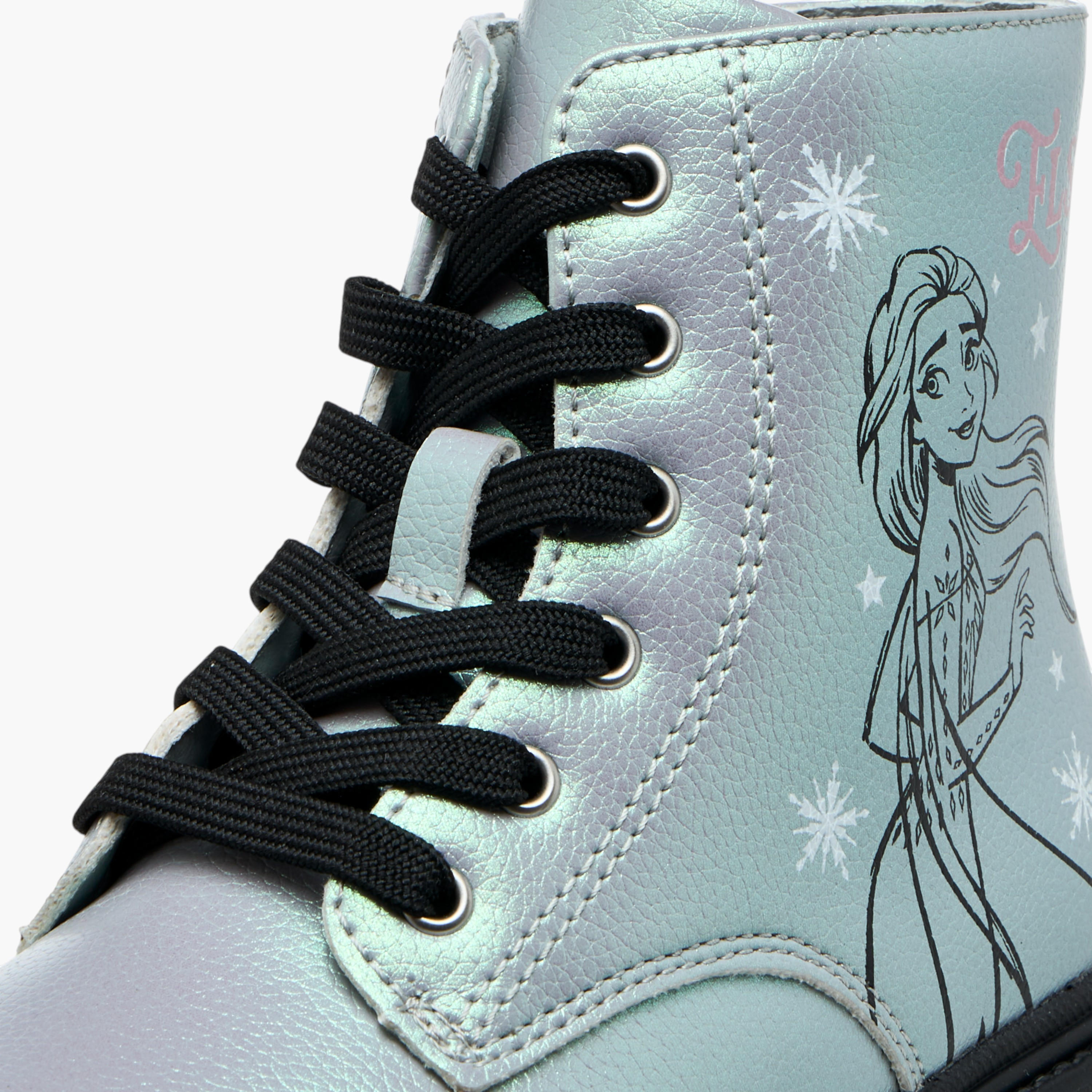 Disney Elsa Print Ankle Boots with Zip Closure and Pull Tabs-girls-shoes-boots-image-4