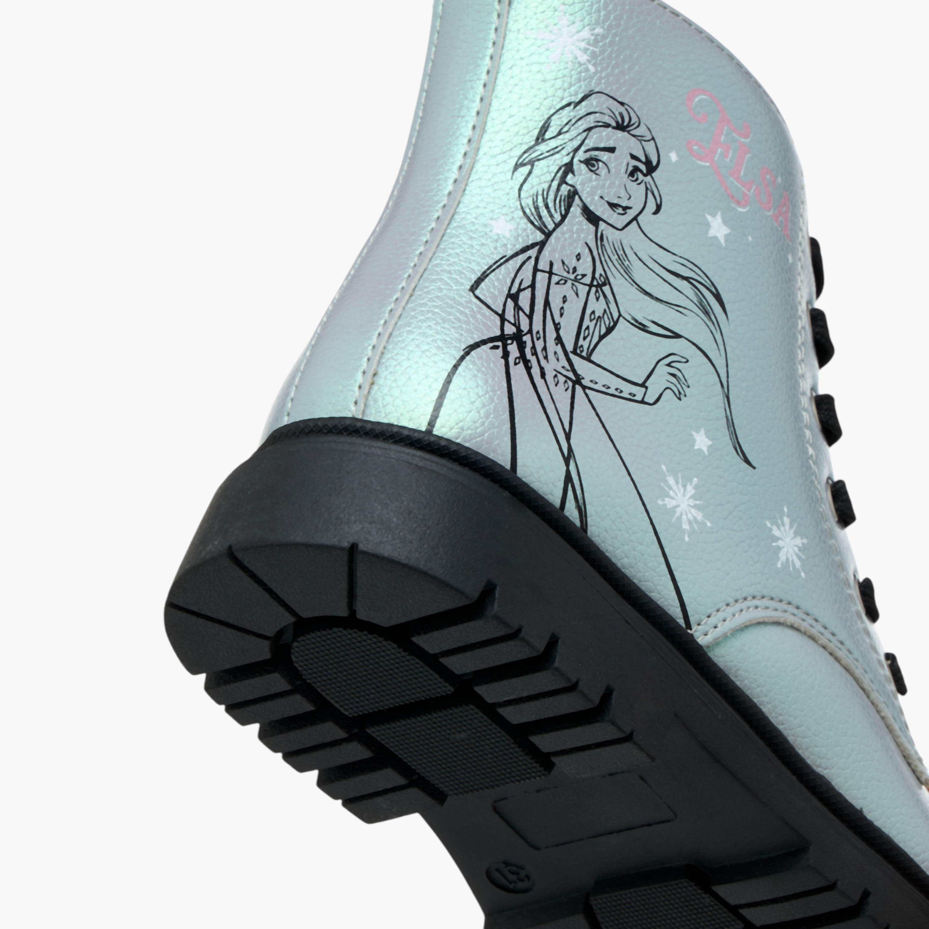 Disney Elsa Print Ankle Boots with Zip Closure and Pull Tabs-girls-shoes-boots-image-5
