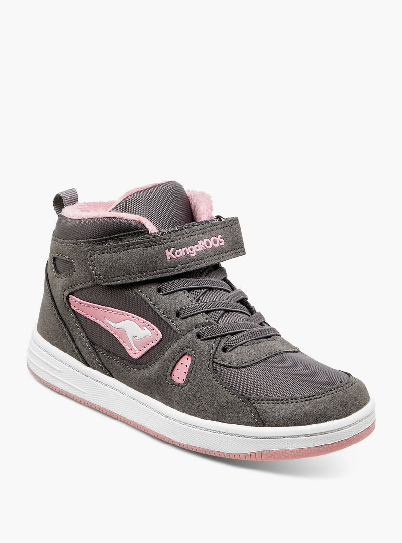 حذاء سنيكرز متعدد التصاميم برقبة عالية وشريط إغلاق لاصق للبنات من كانجاروز-girls-shoes-sneakers-image-2
