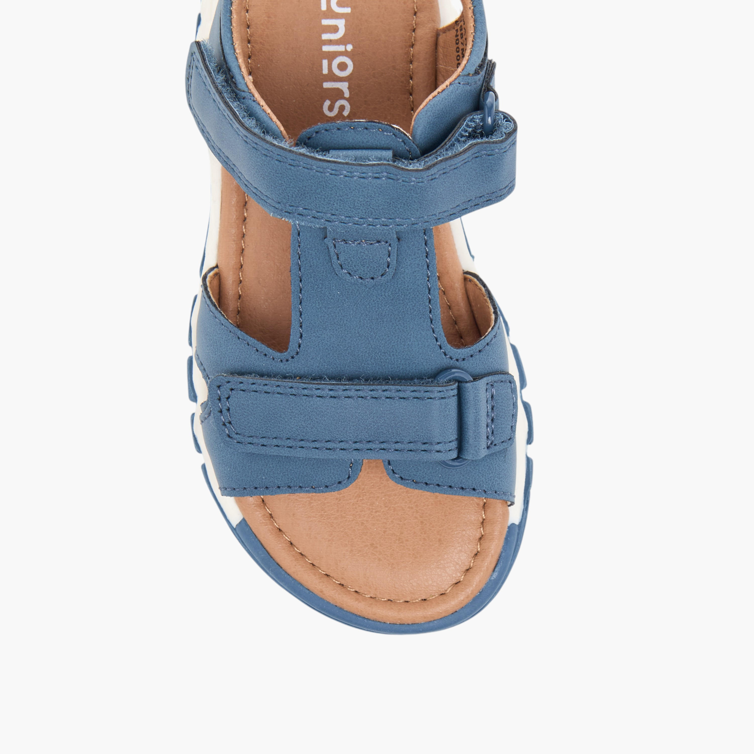 Juniors Boys Stitch Detail Floaters with Hook and Loop Closure-boys-shoes-sandals-image-3