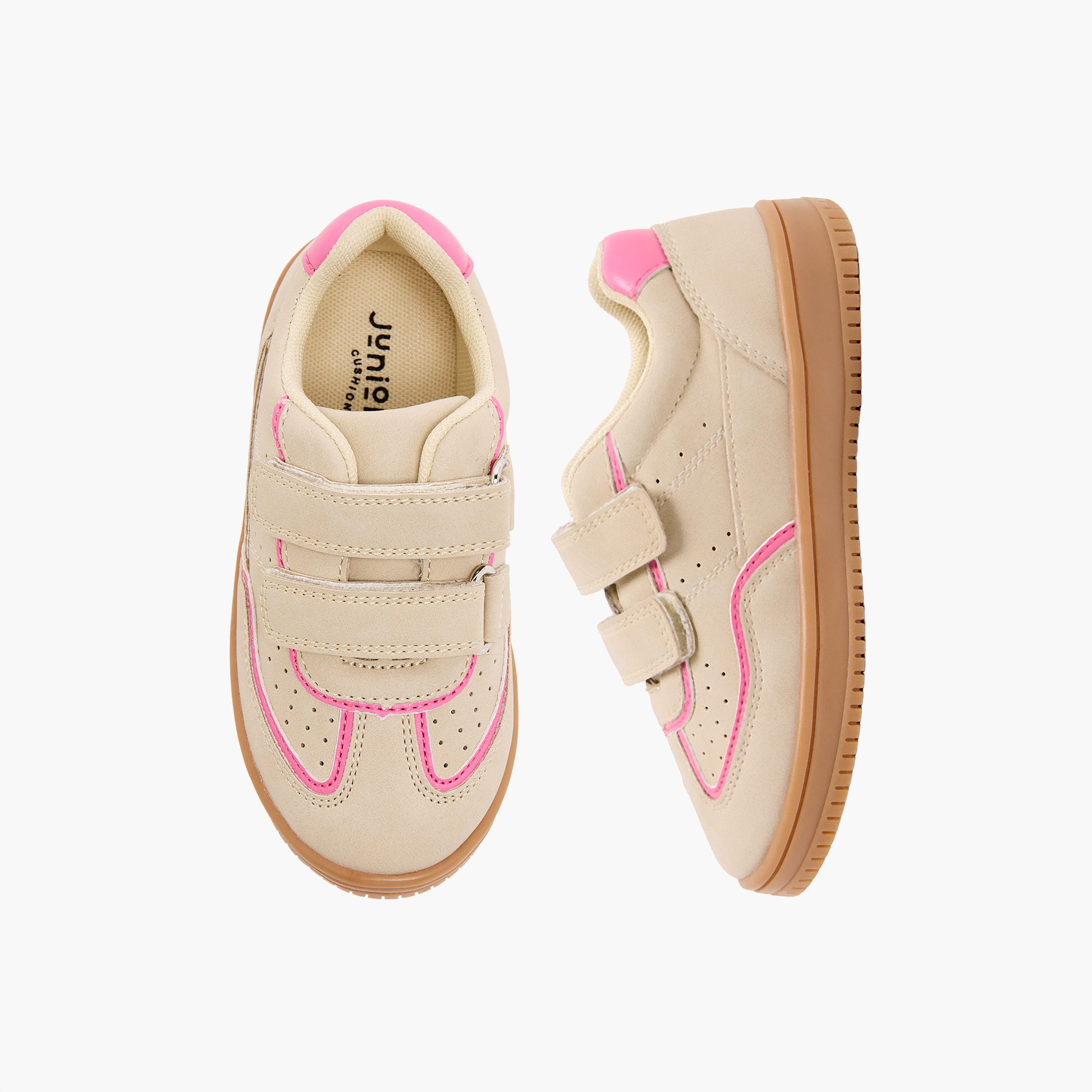 حذاء سنيكرز مثقب بشريط إغلاق لاصق للبنات من جونيورز-girls-shoes-sneakers-image-1